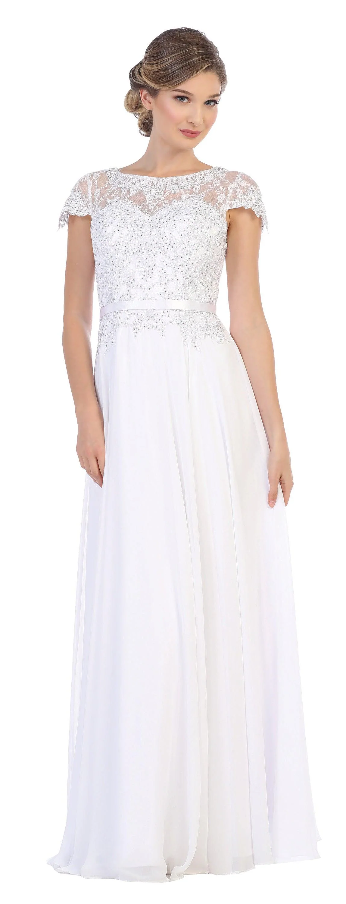 Long Mother of the Bride Beaded Chiffon Formal Gown