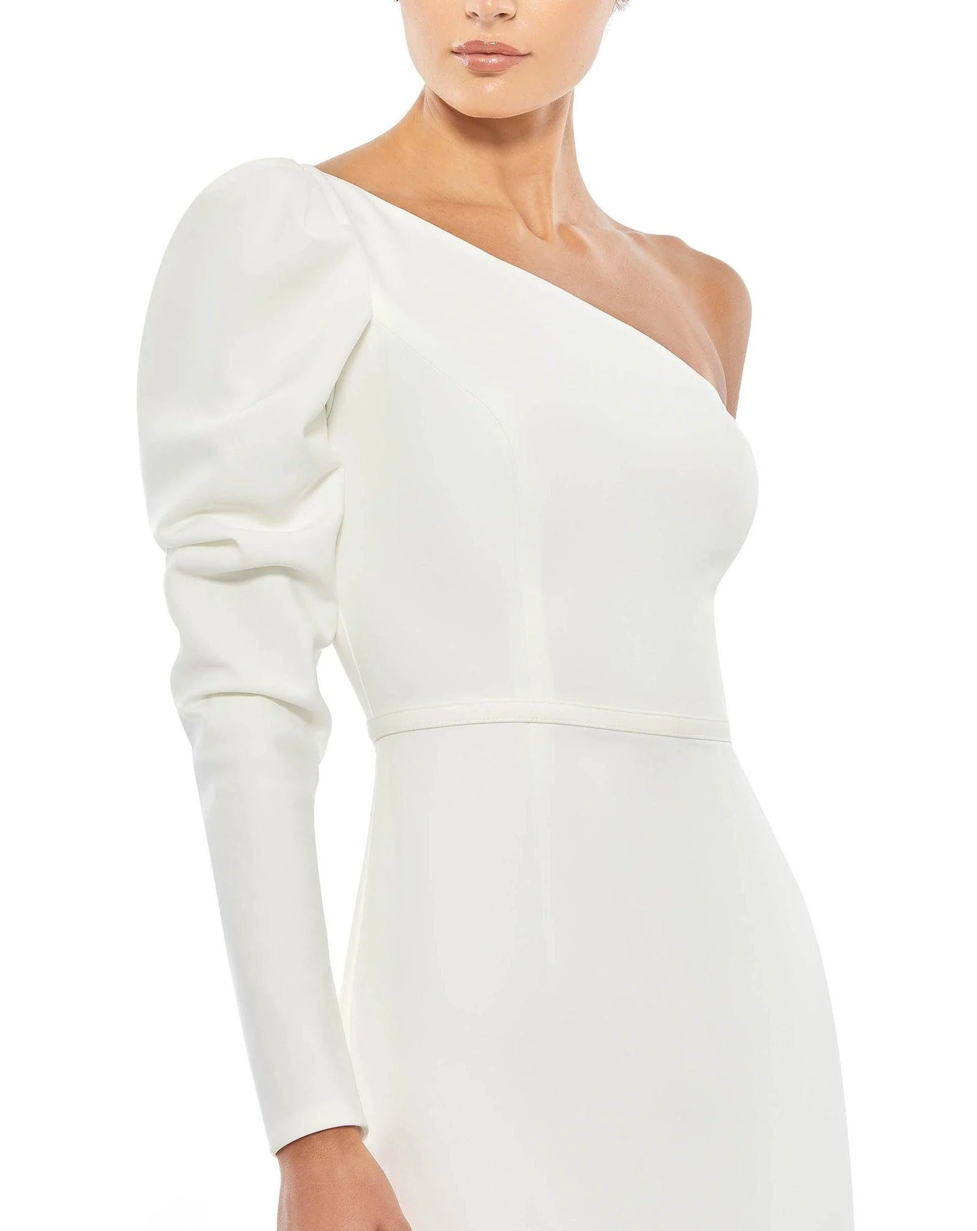 Mac Duggal 26592 Prom One Shoulder Puff Sleeve Gown