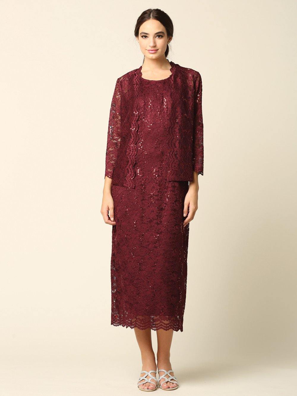 Mother of the Bride Formal Lace Jacket Dress
