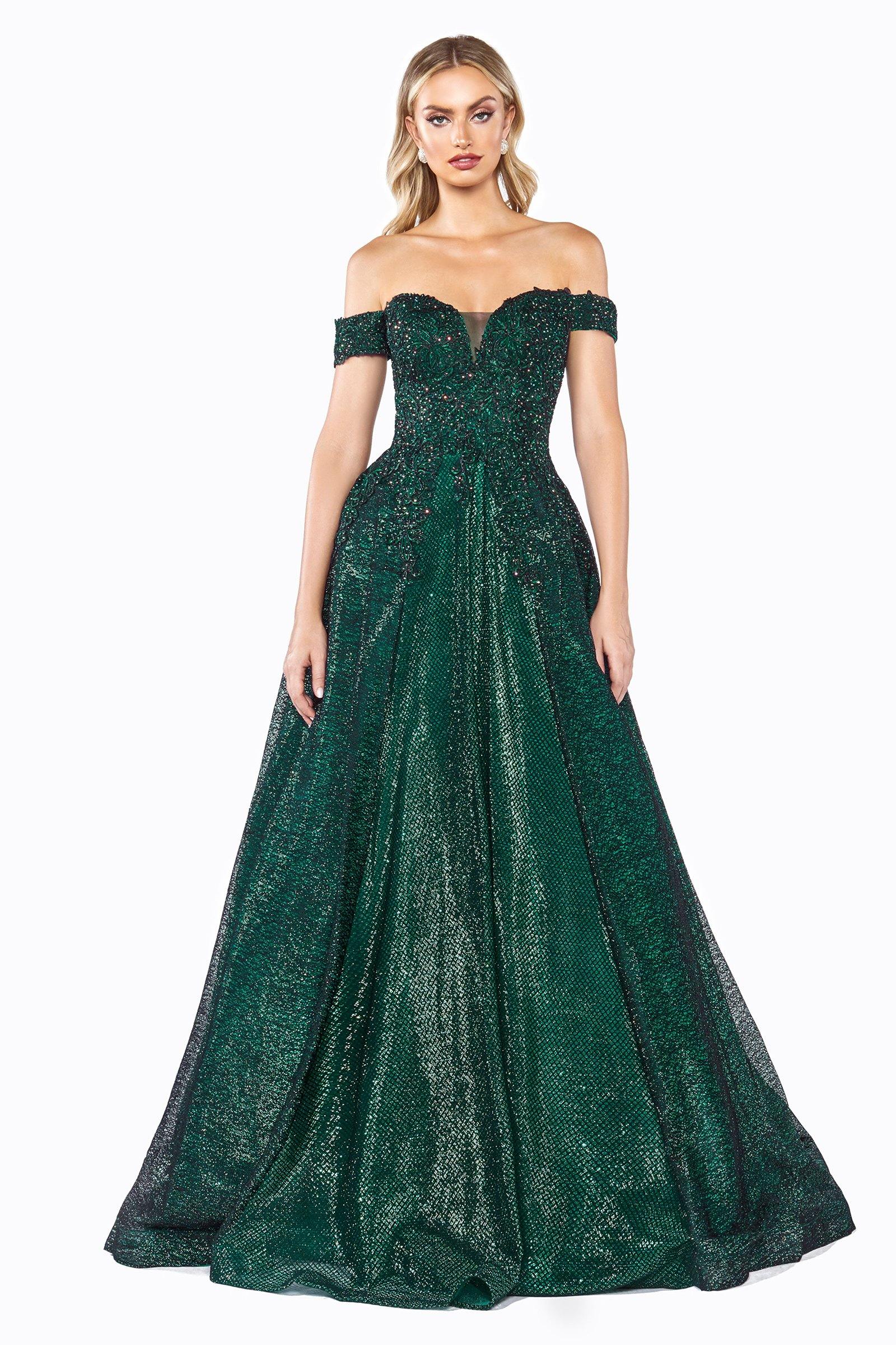 Cinderella Divine CD908 Long Formal Off Shoulder Prom Ball Gown