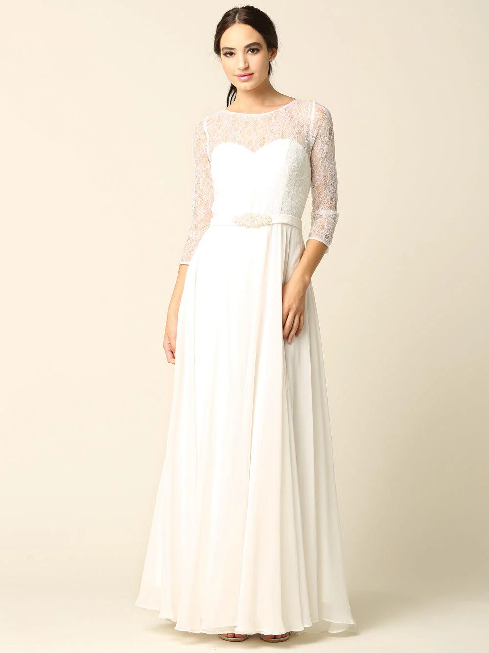 Mother of the Bride Long Formal Lace Chiffon Dress