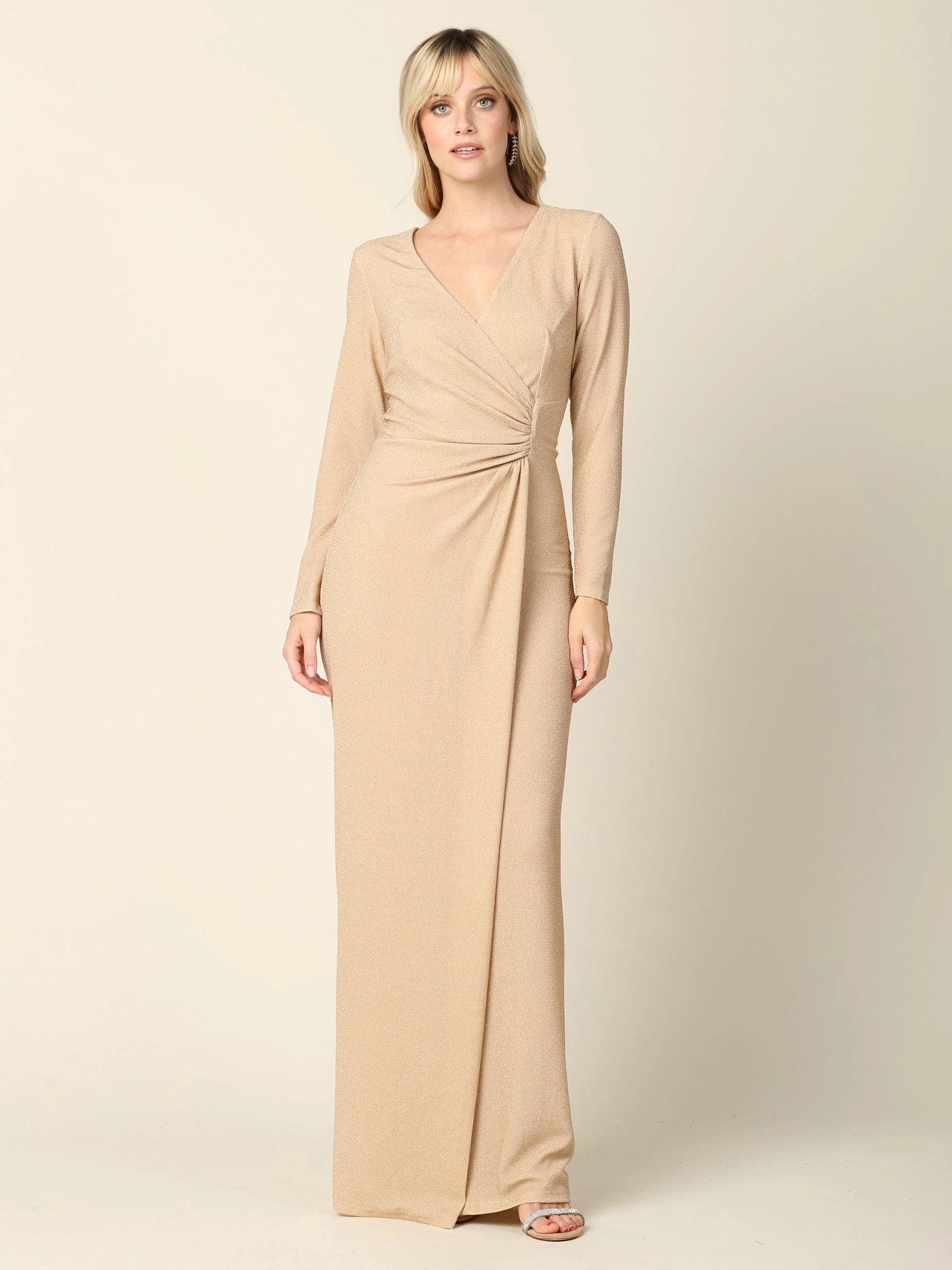 Long Mother of the Bride Formal Metallic Dress