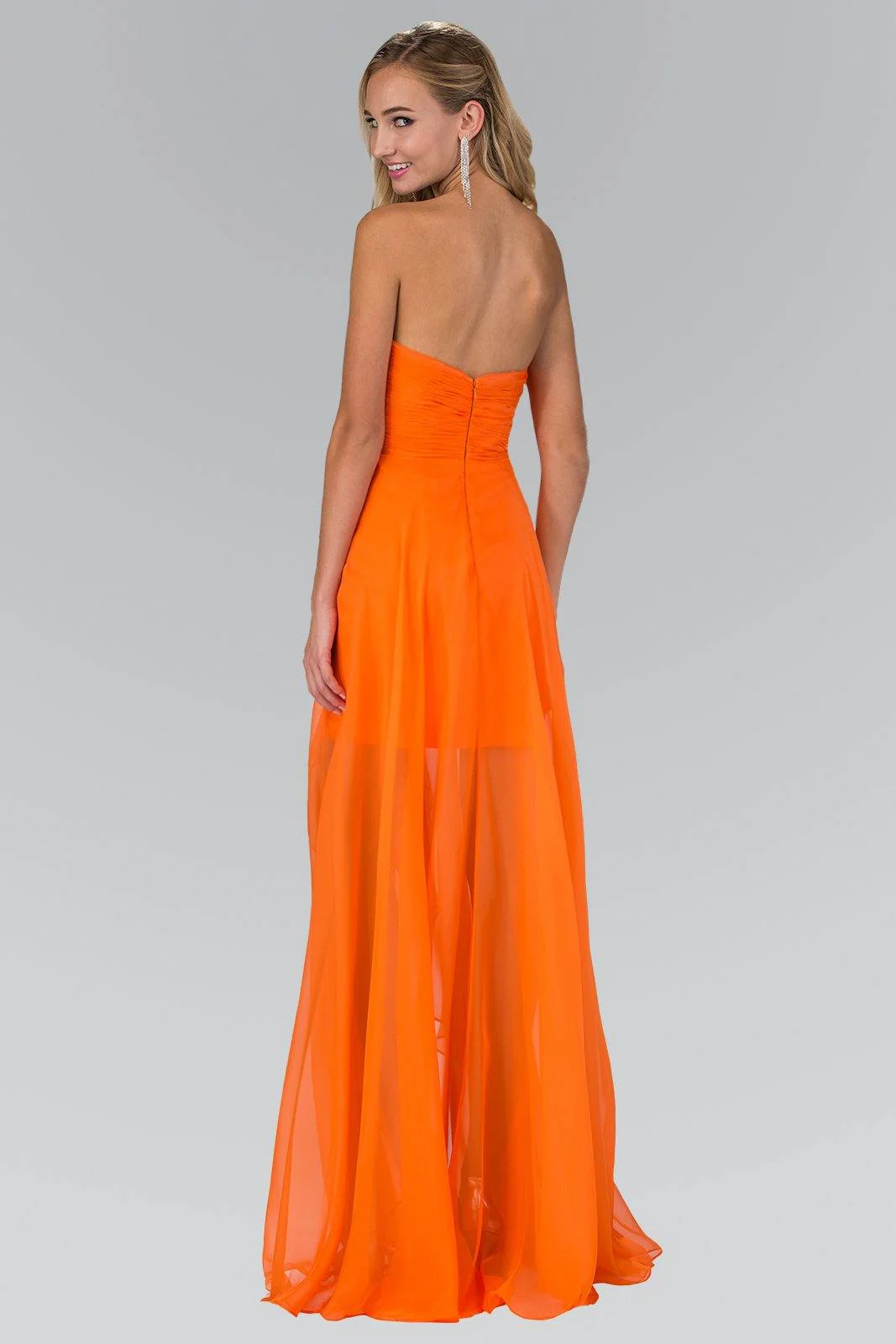 High Low Dress with Ruched Bust and Over Skirt