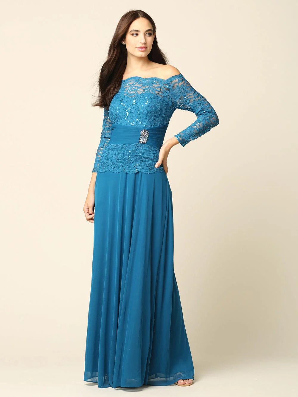 Long Mother of the Bride Off Shoulder Formal Dress
