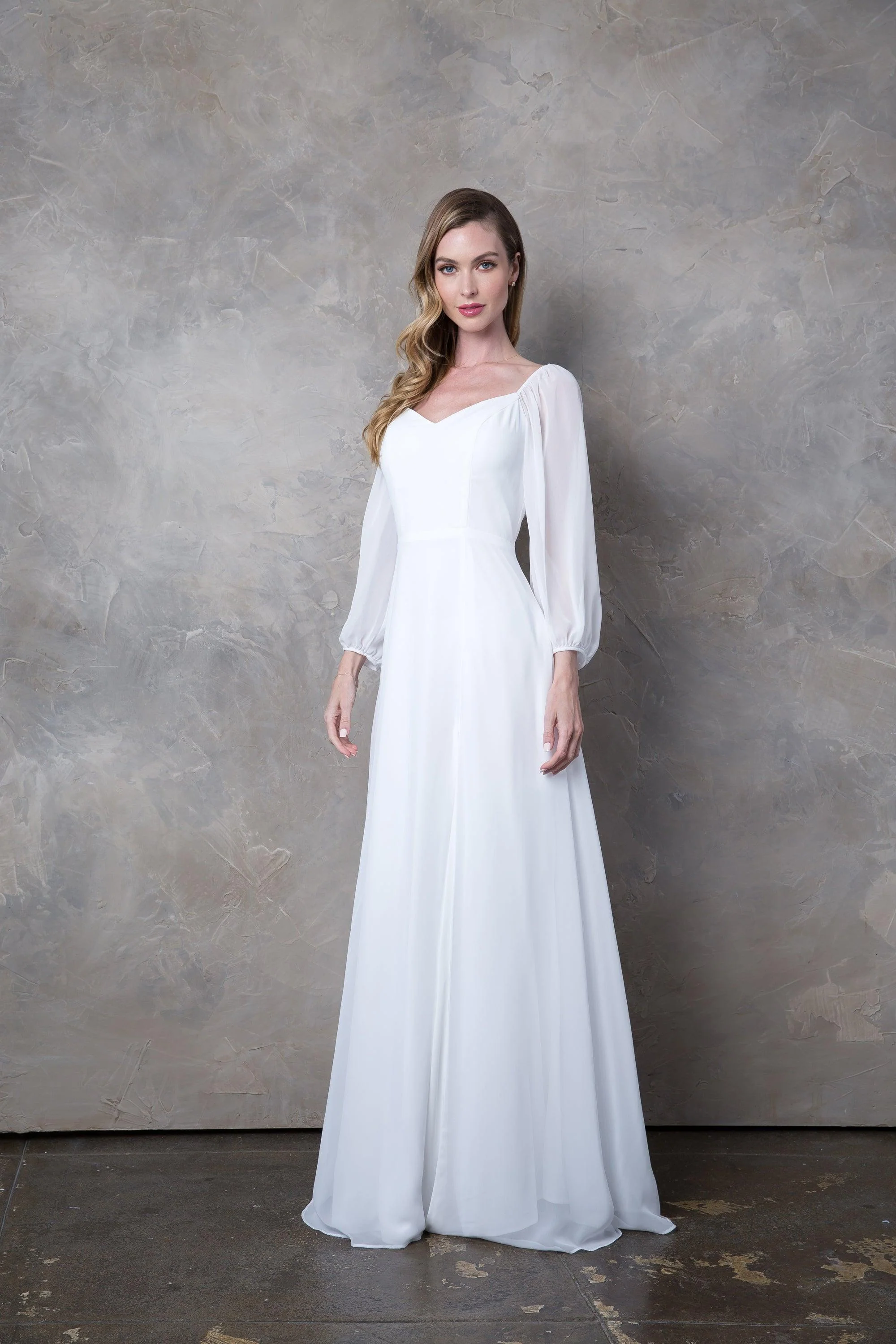 Long Sleeve Formal Chiffon Dress