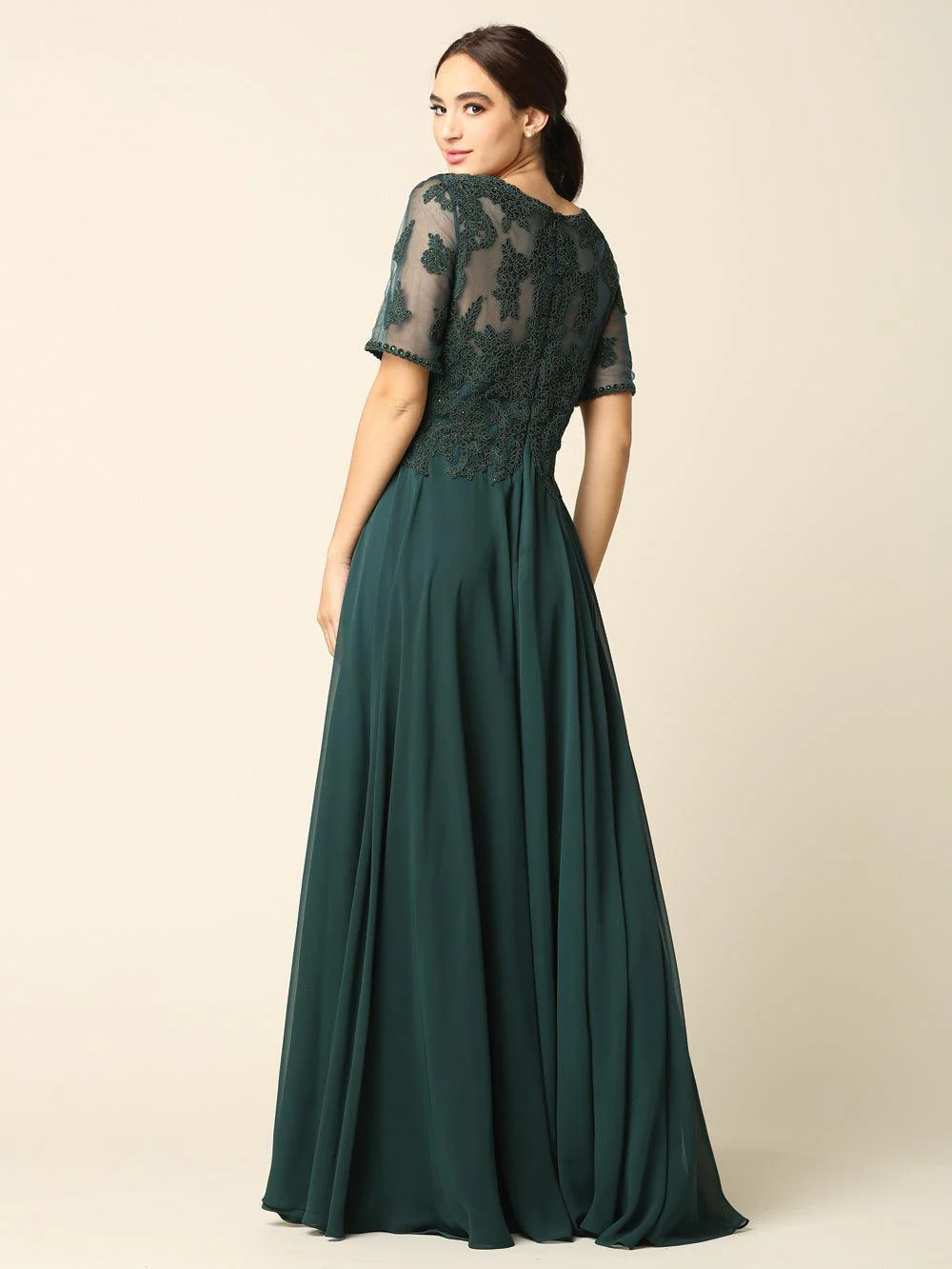 Formal Mother of the Bride Long Lace Chiffon Dress