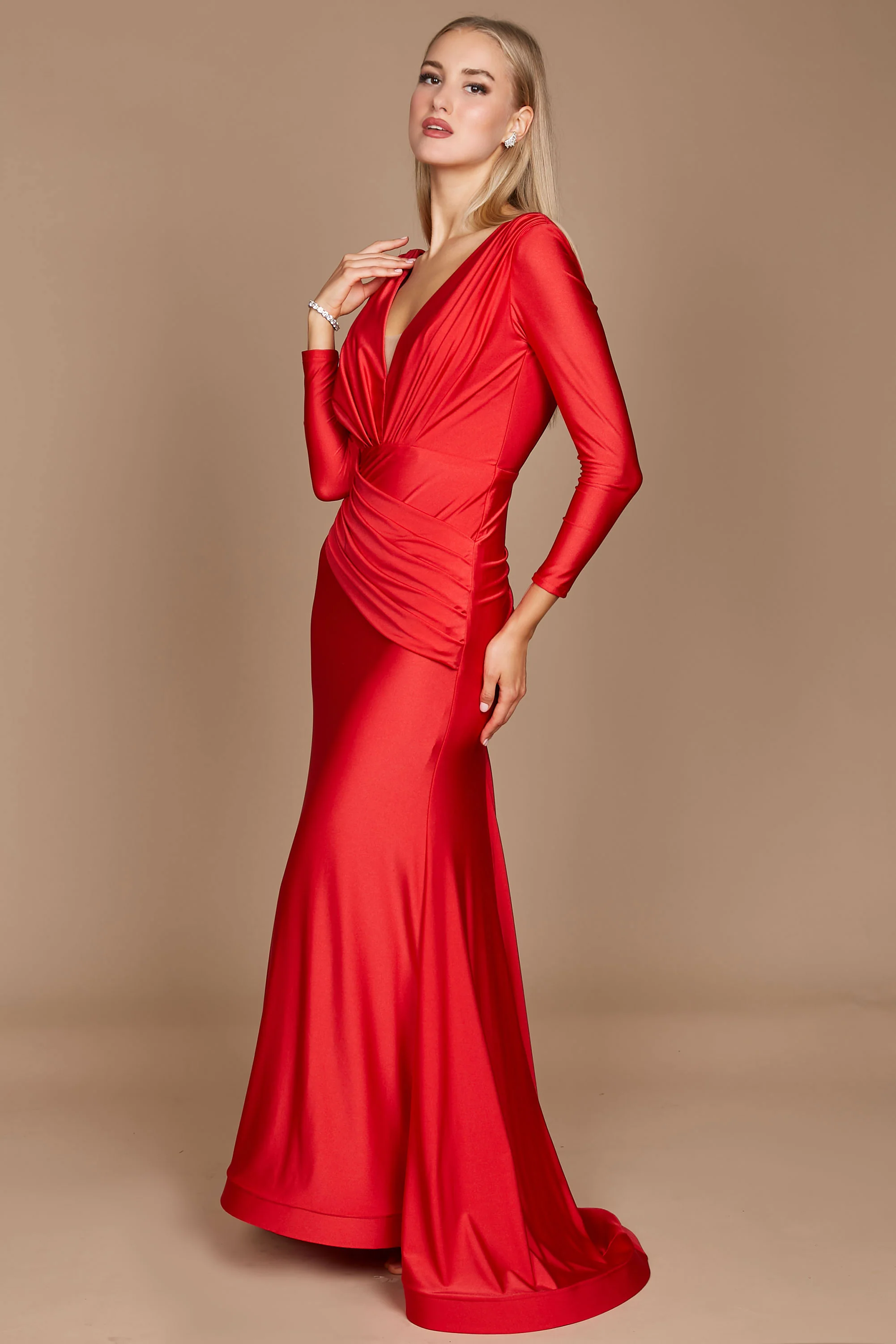 Dylan & Davids Long Sleeve Formal Fitted Evening Dress