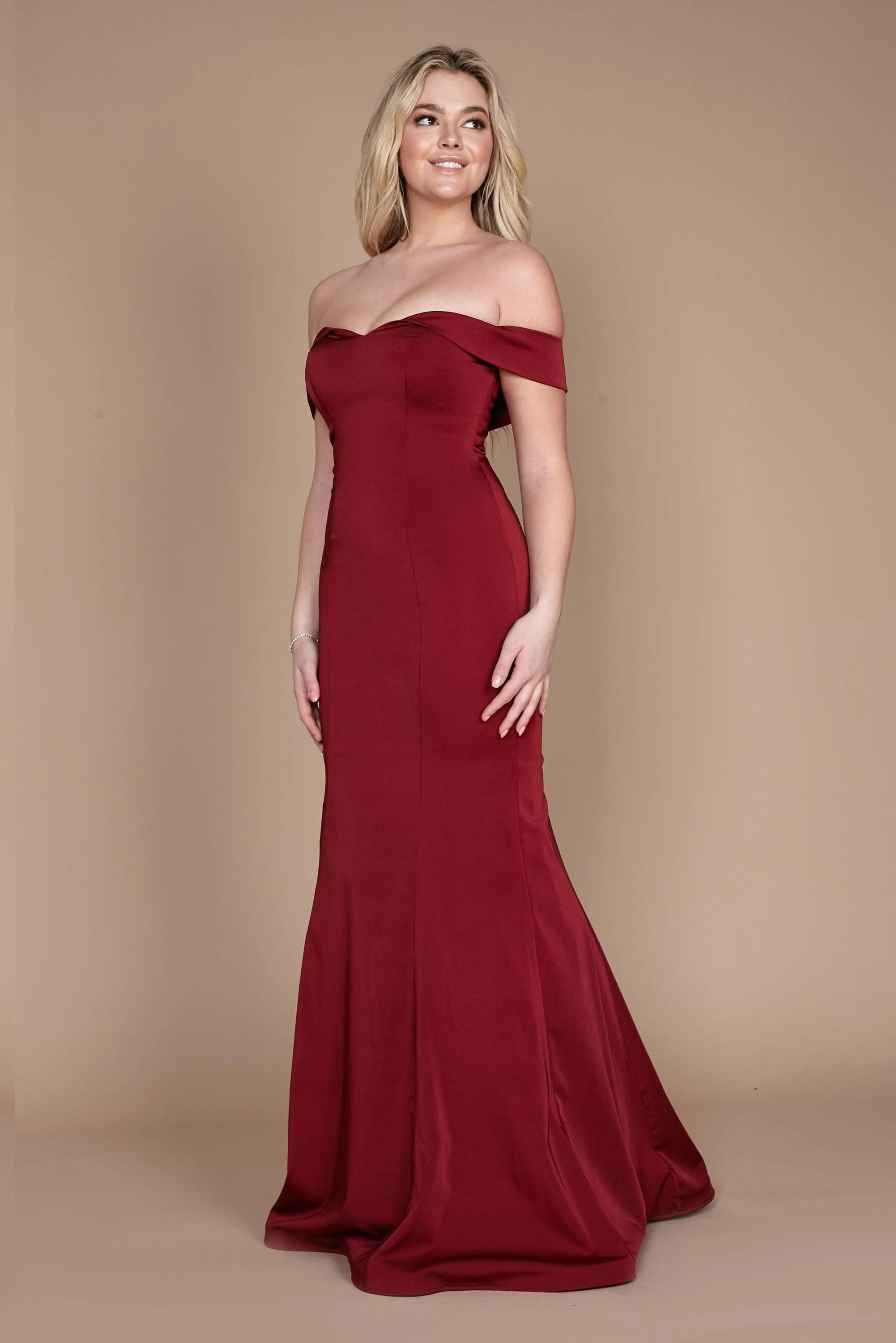 Dylan & Davids Long Formal Burgundy Mermaid Evening Dress