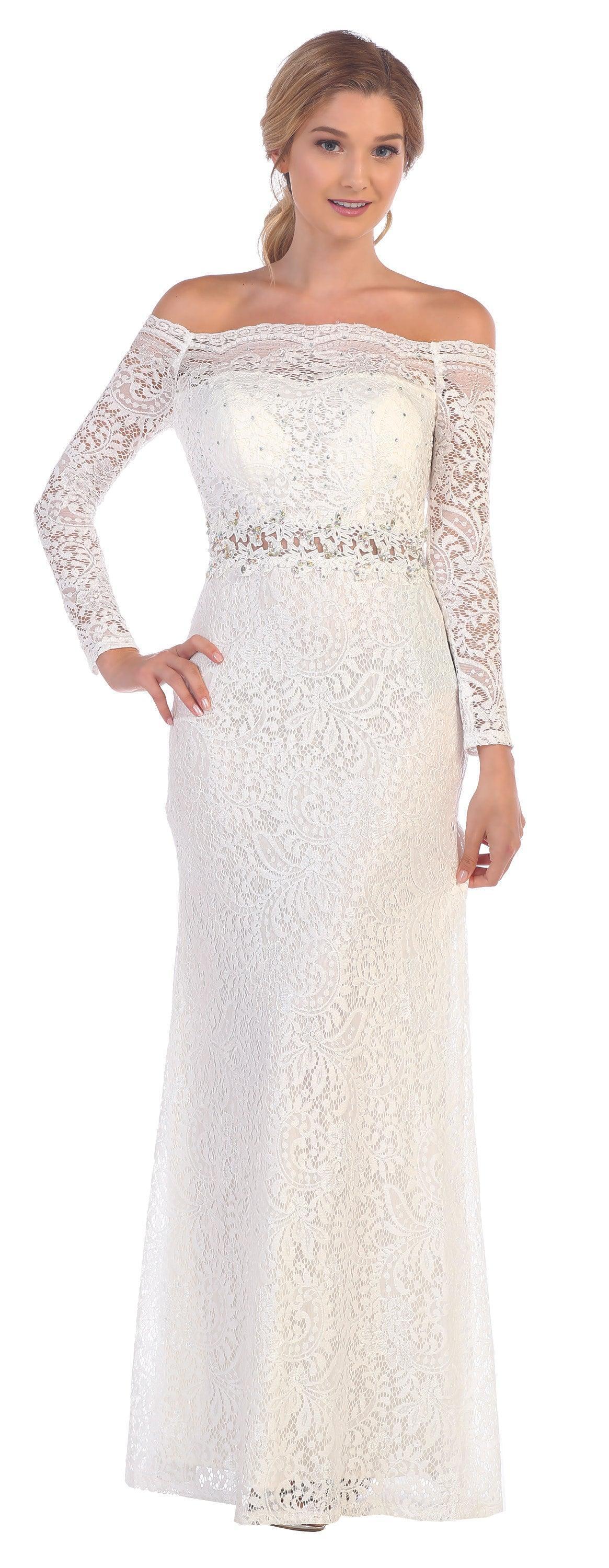 Long Off Shoulder Formal Lace Evening Party Dress Sale