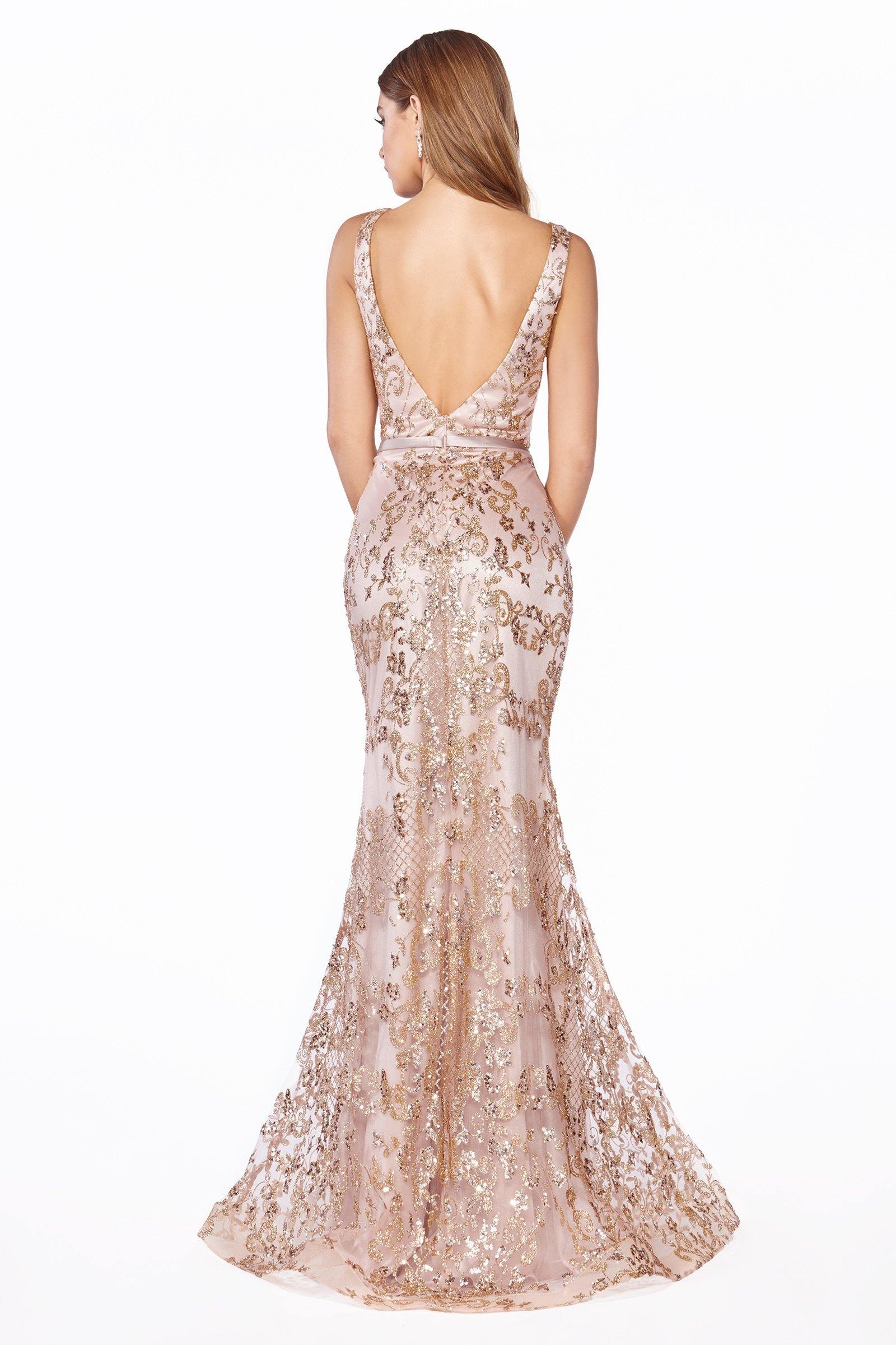 Cinderella Divine J785 Prom Long Formal Glitter Print Evening Dress