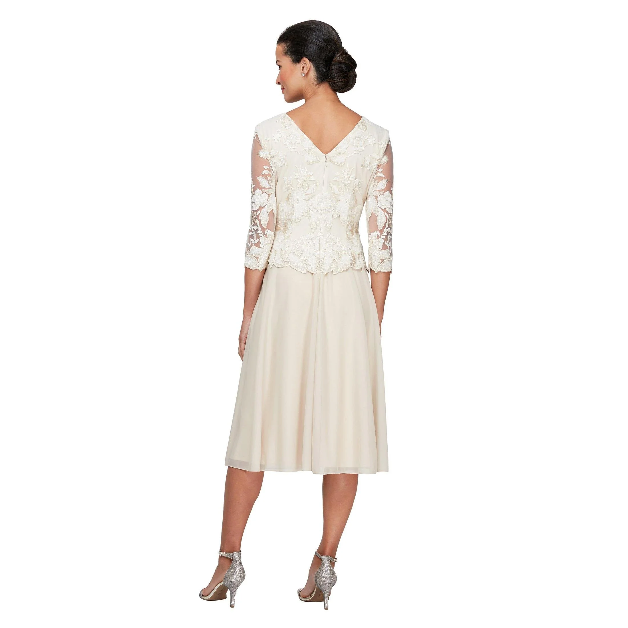 Alex Evenings AE81122420 Tea Length Formal Dress