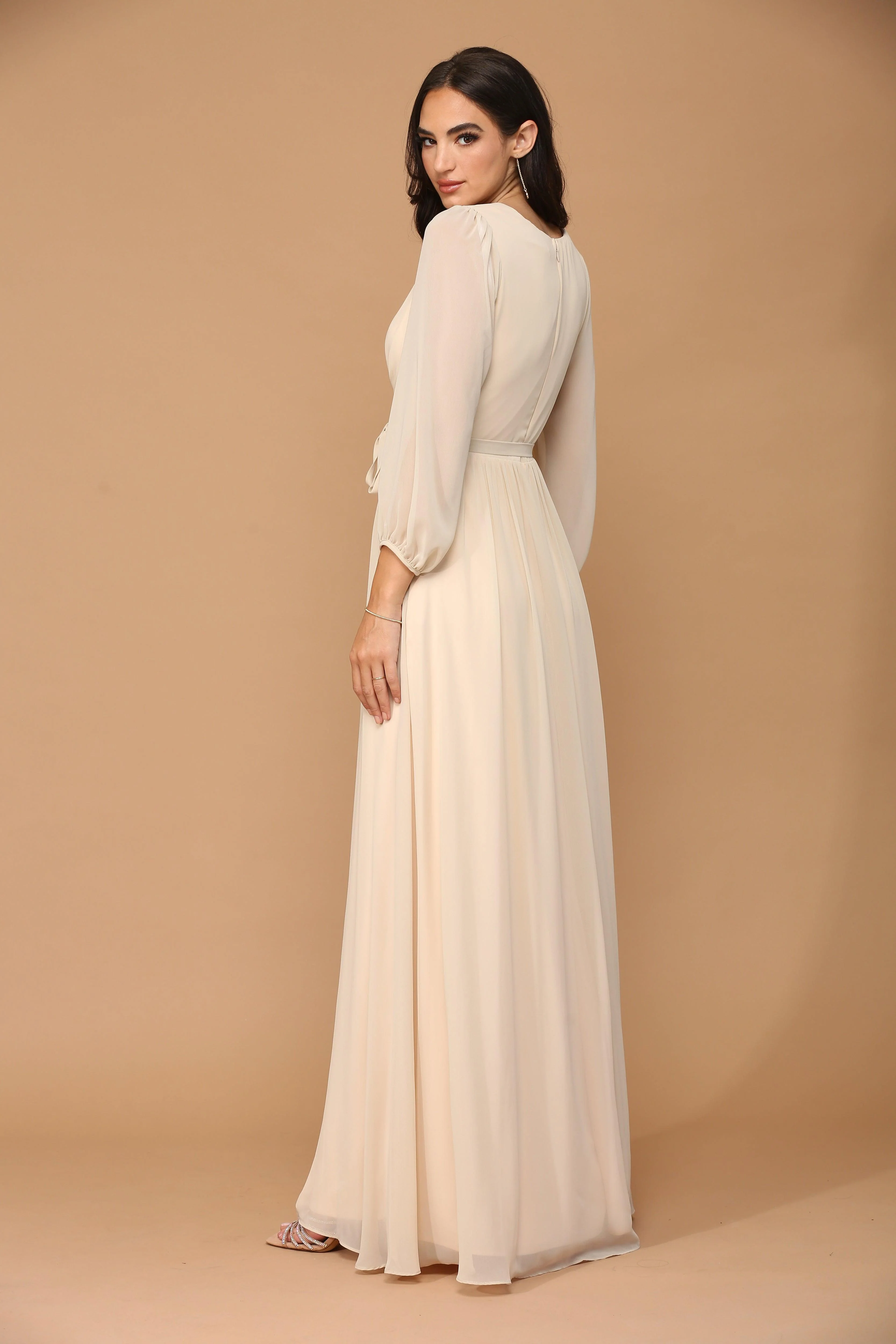 Long Sleeve Mother of the Bride Chiffon Dress