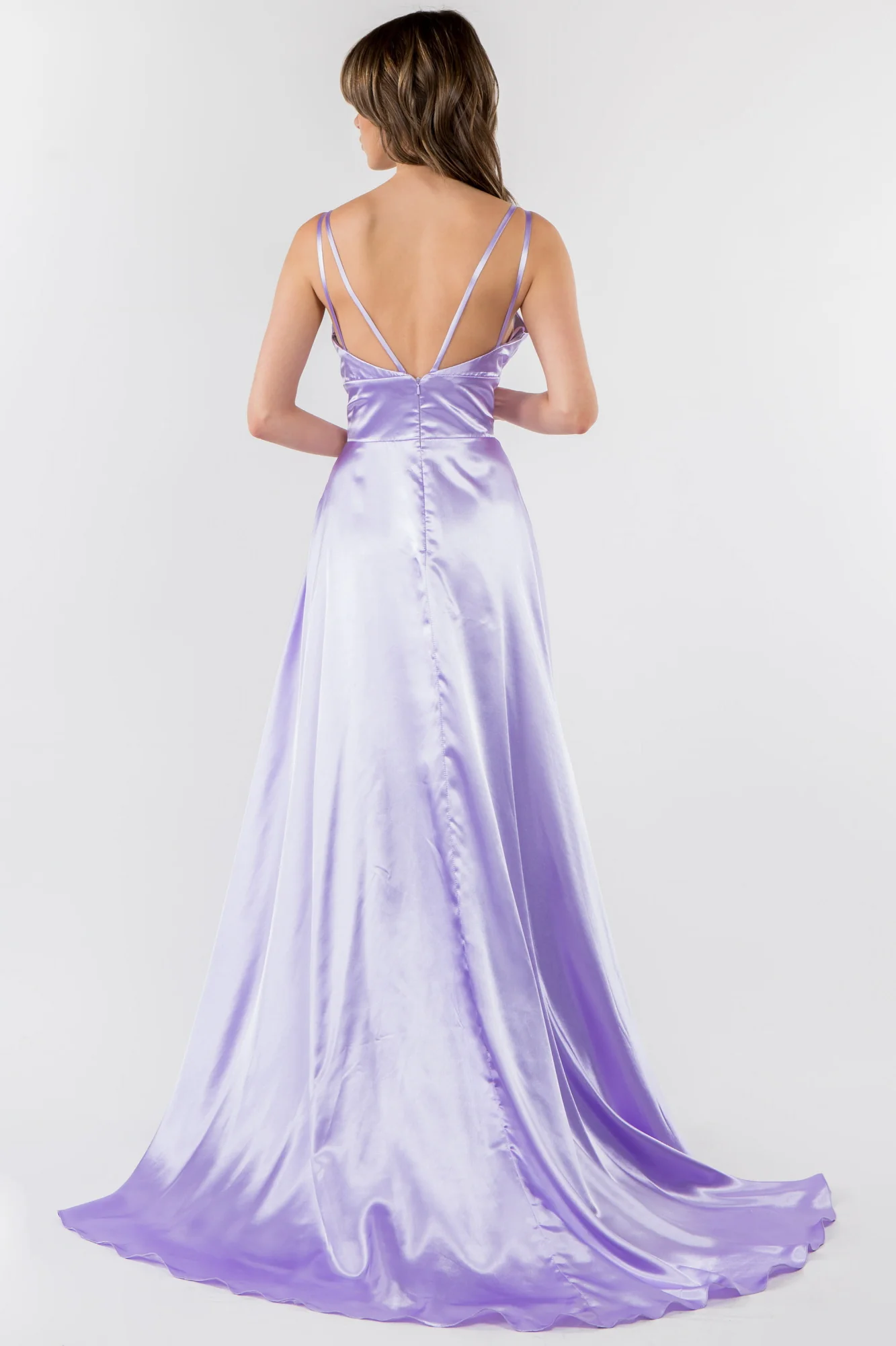 Long Formal Sleeveless Satin Prom Dress