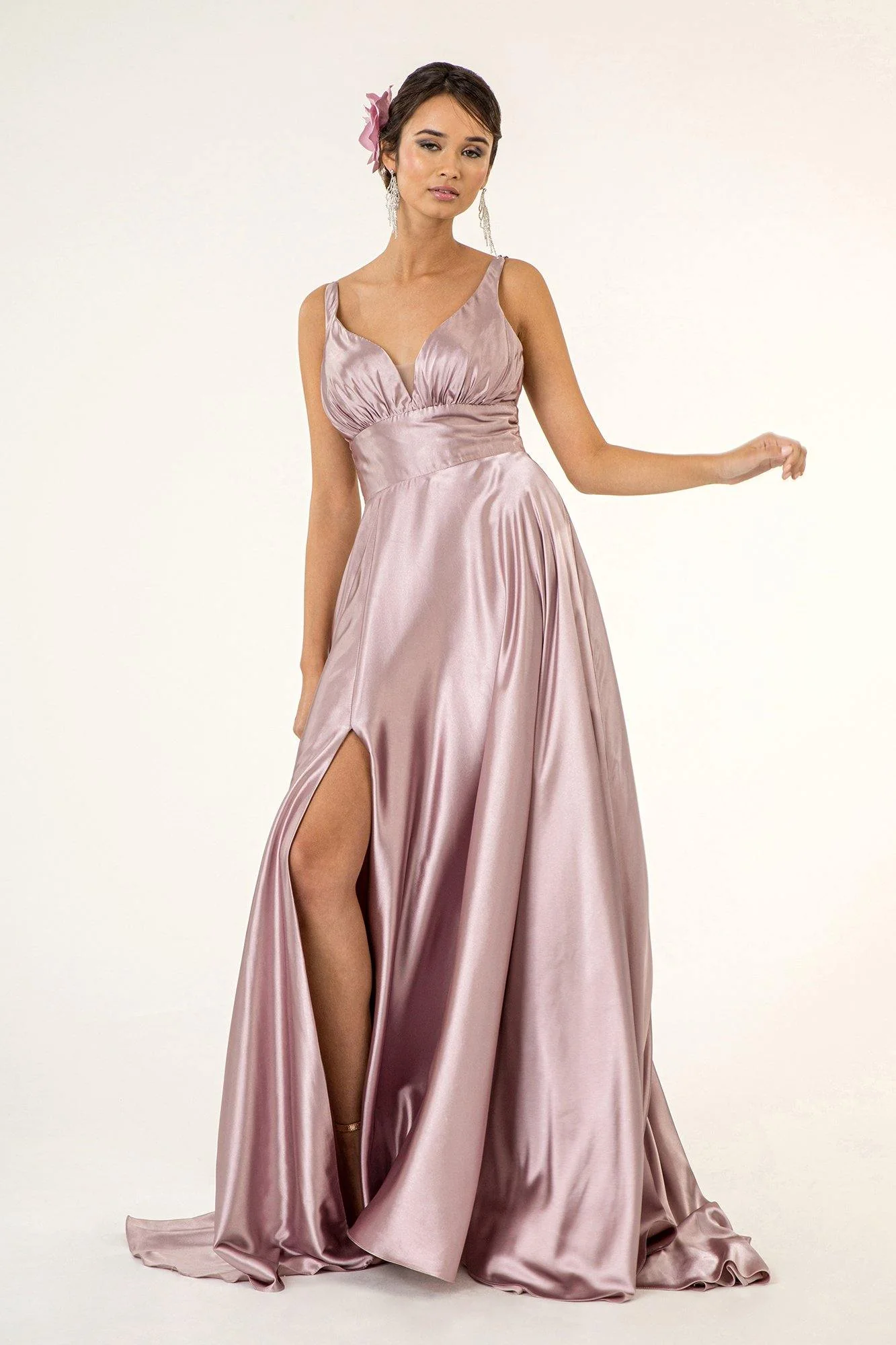 Long Formal Sleeveless Satin Prom Dress