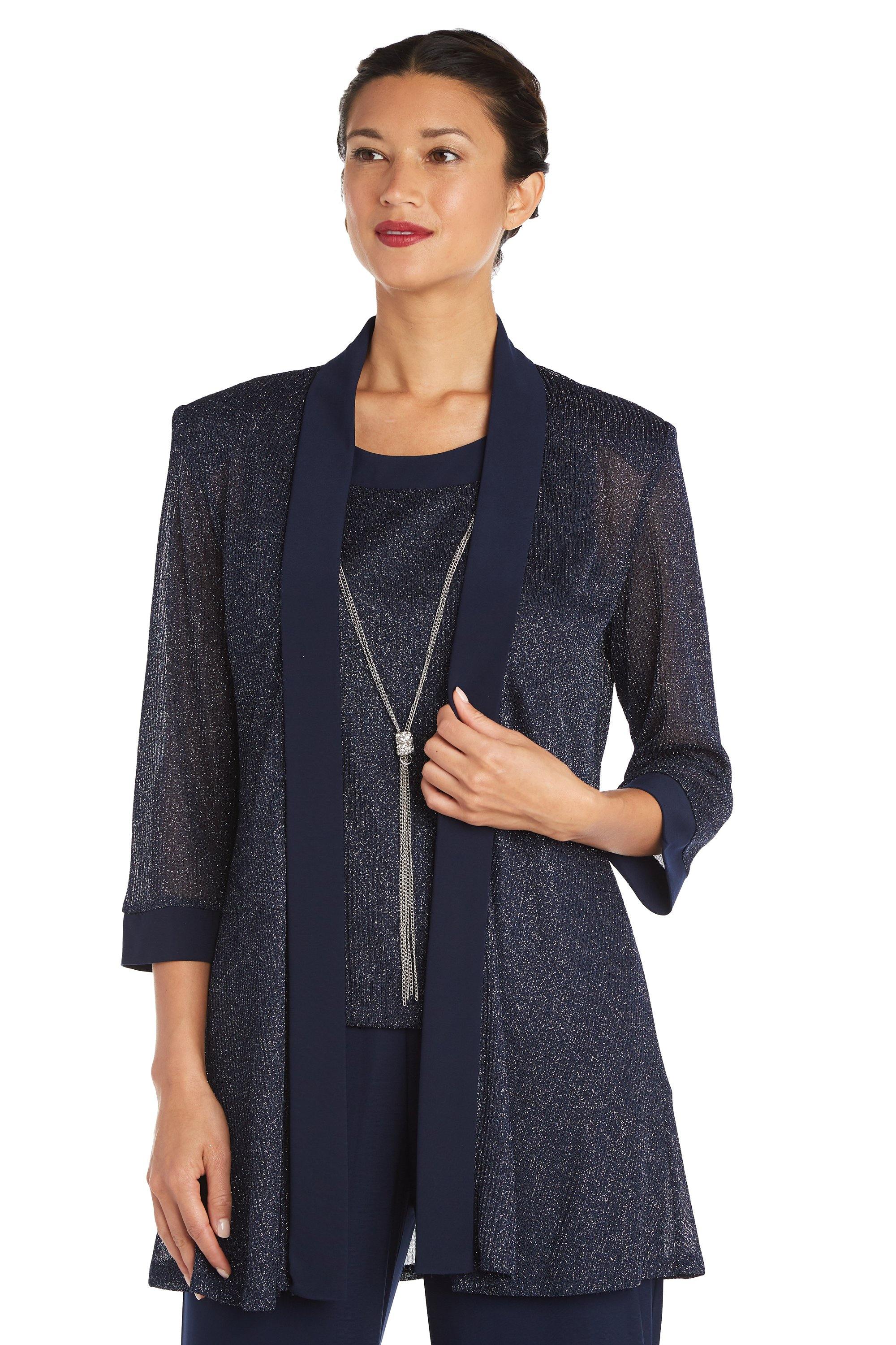 R&M Richards 1782P Formal Metallic Petite Pant Suit