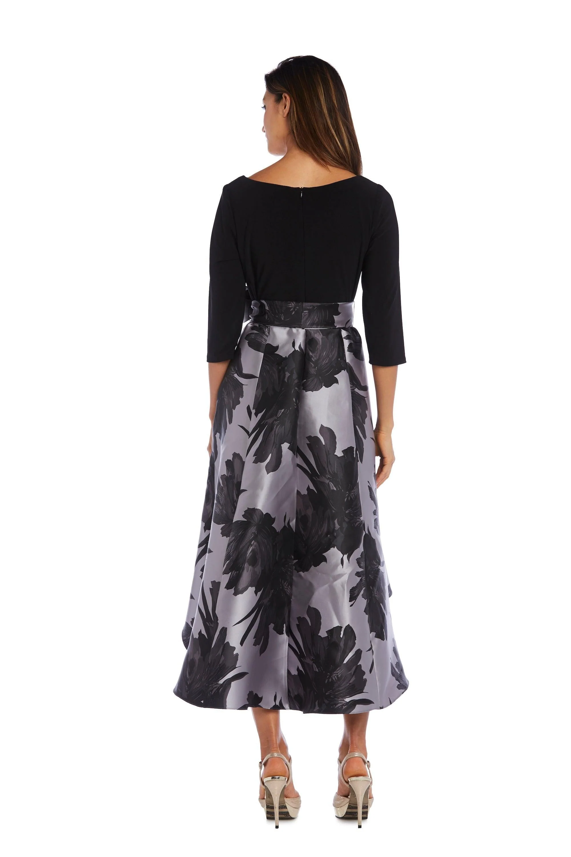 R&M Richards 3131 High Low Long Sleeve Formal Dress