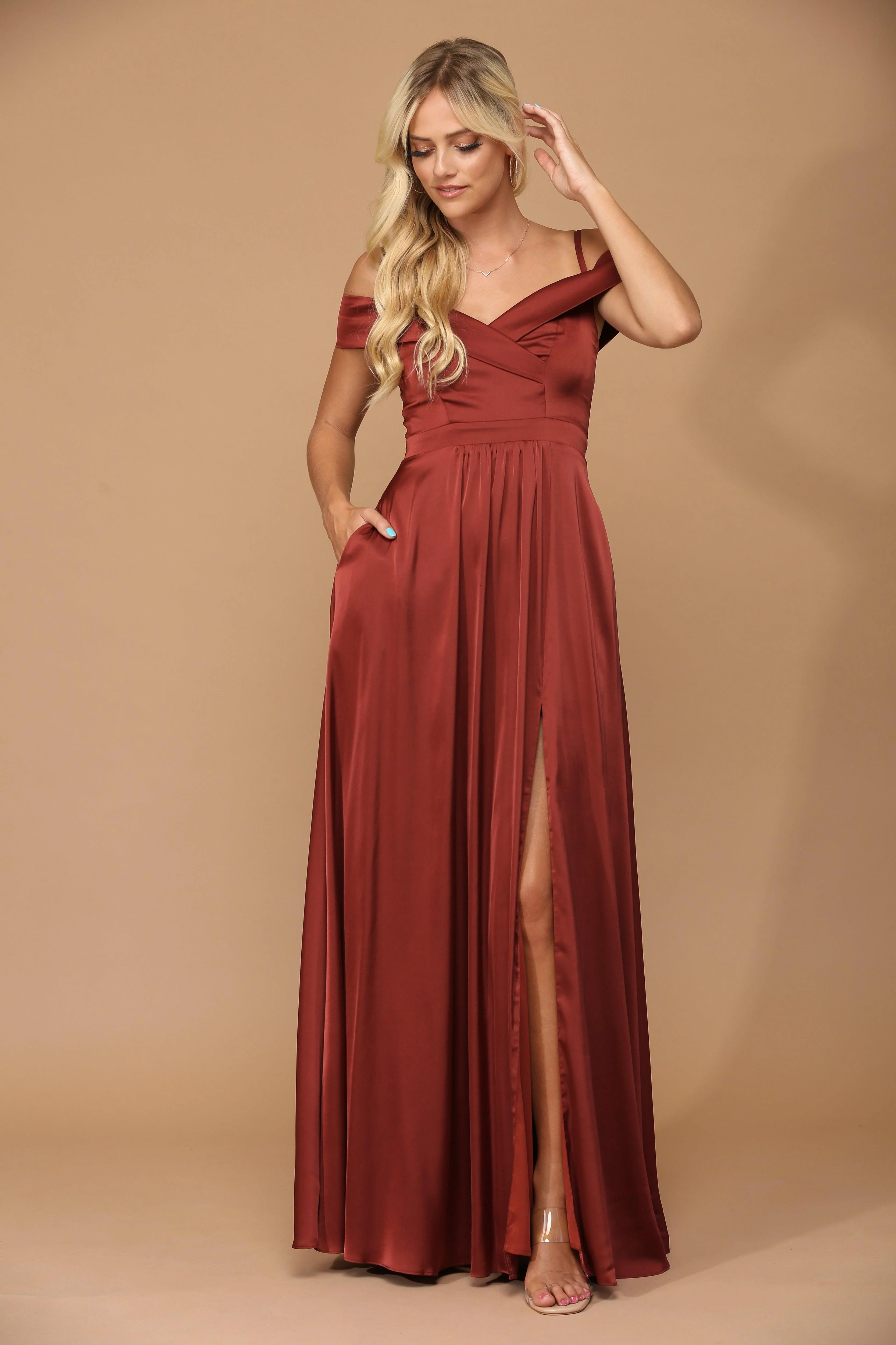 Long Formal Off Shoulder Bridesmaid Dress