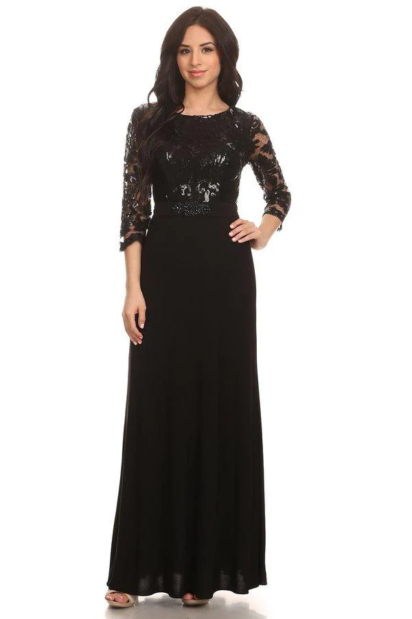 Long Mother of the Bride Formal Evening Gown