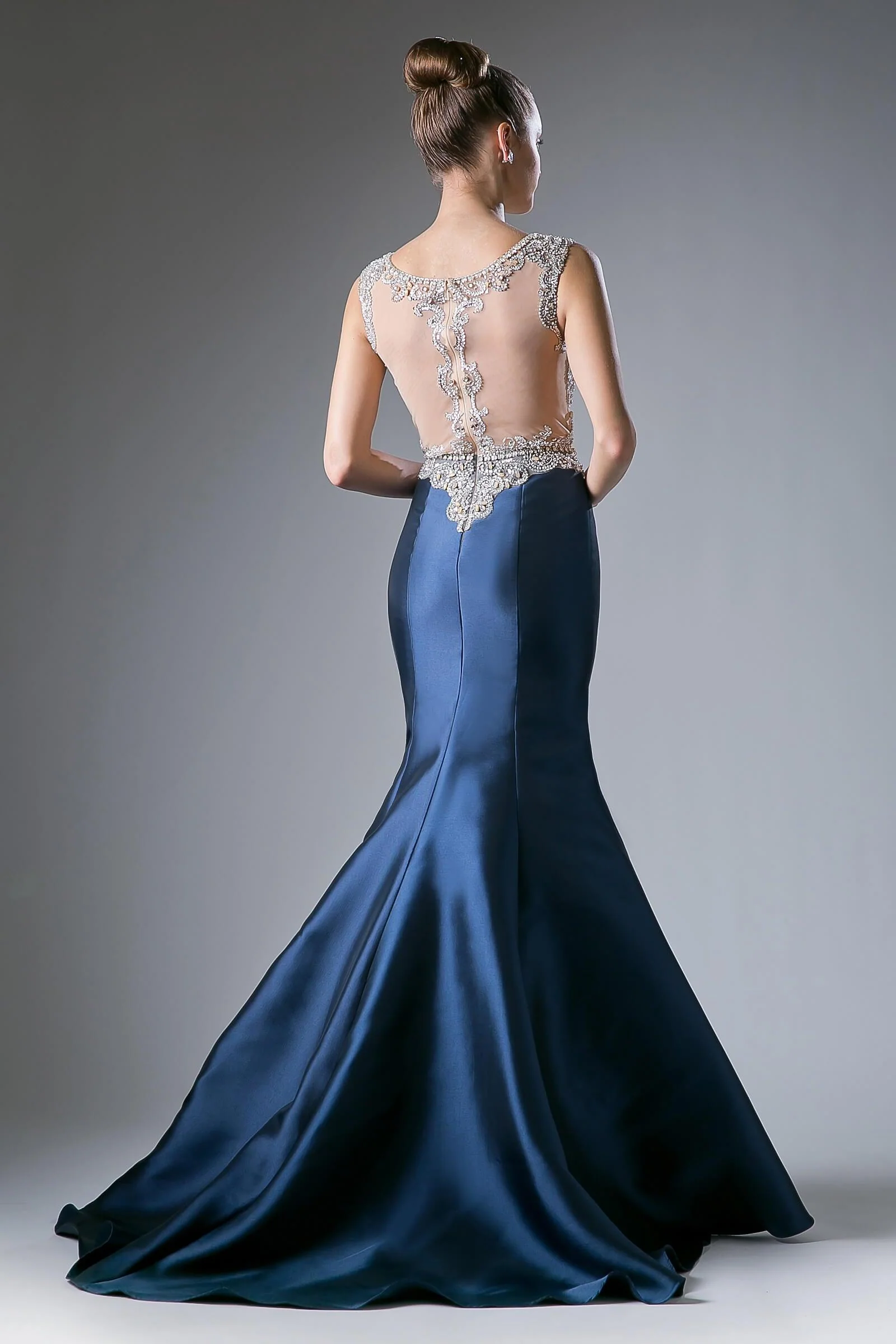 Cinderella Divine CD8990 Prom Long Cap Sleeve Mermaid Evening Dress