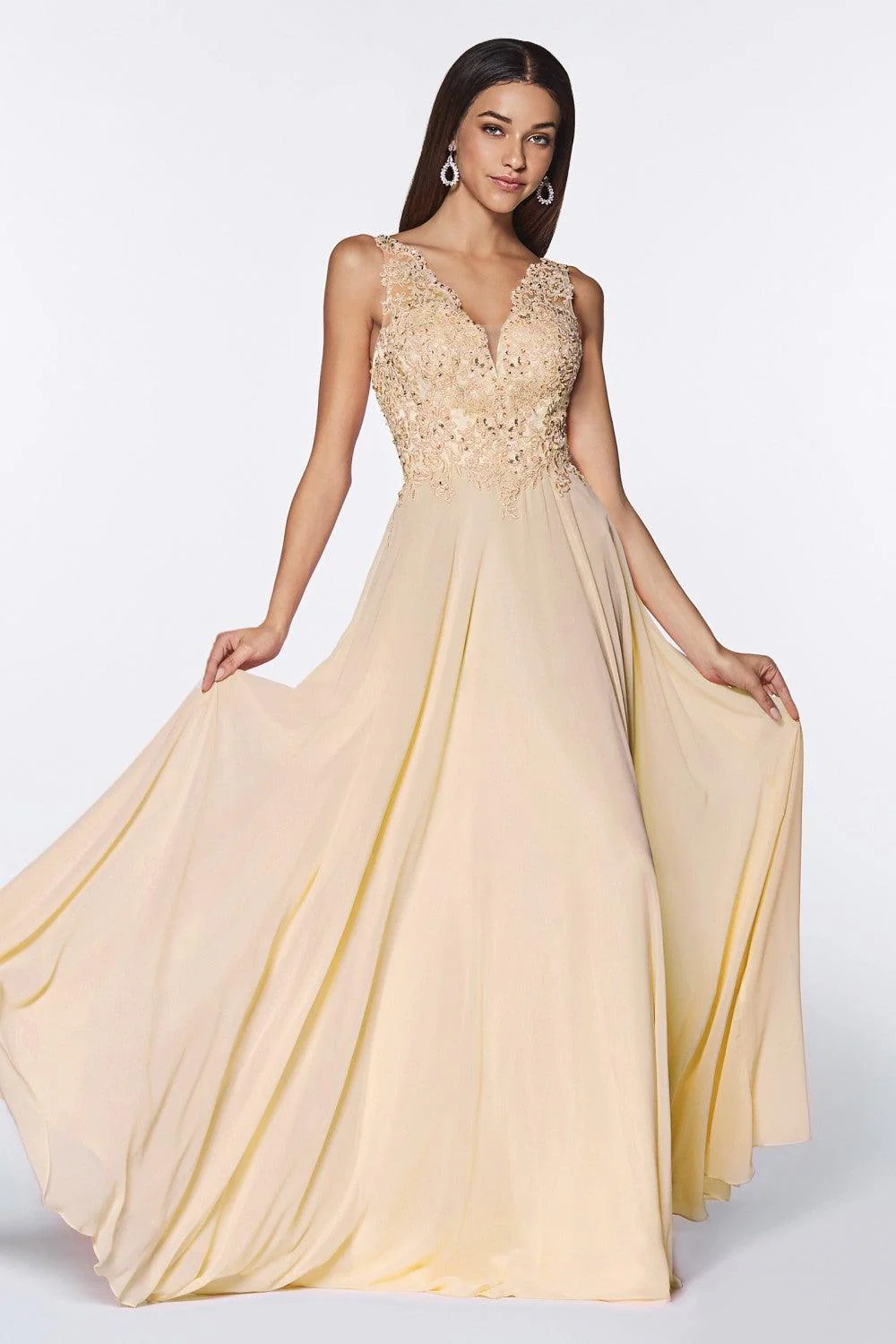 Cinderella Divine UJ0123 Sleeveless Long Prom Dress Evening Gown