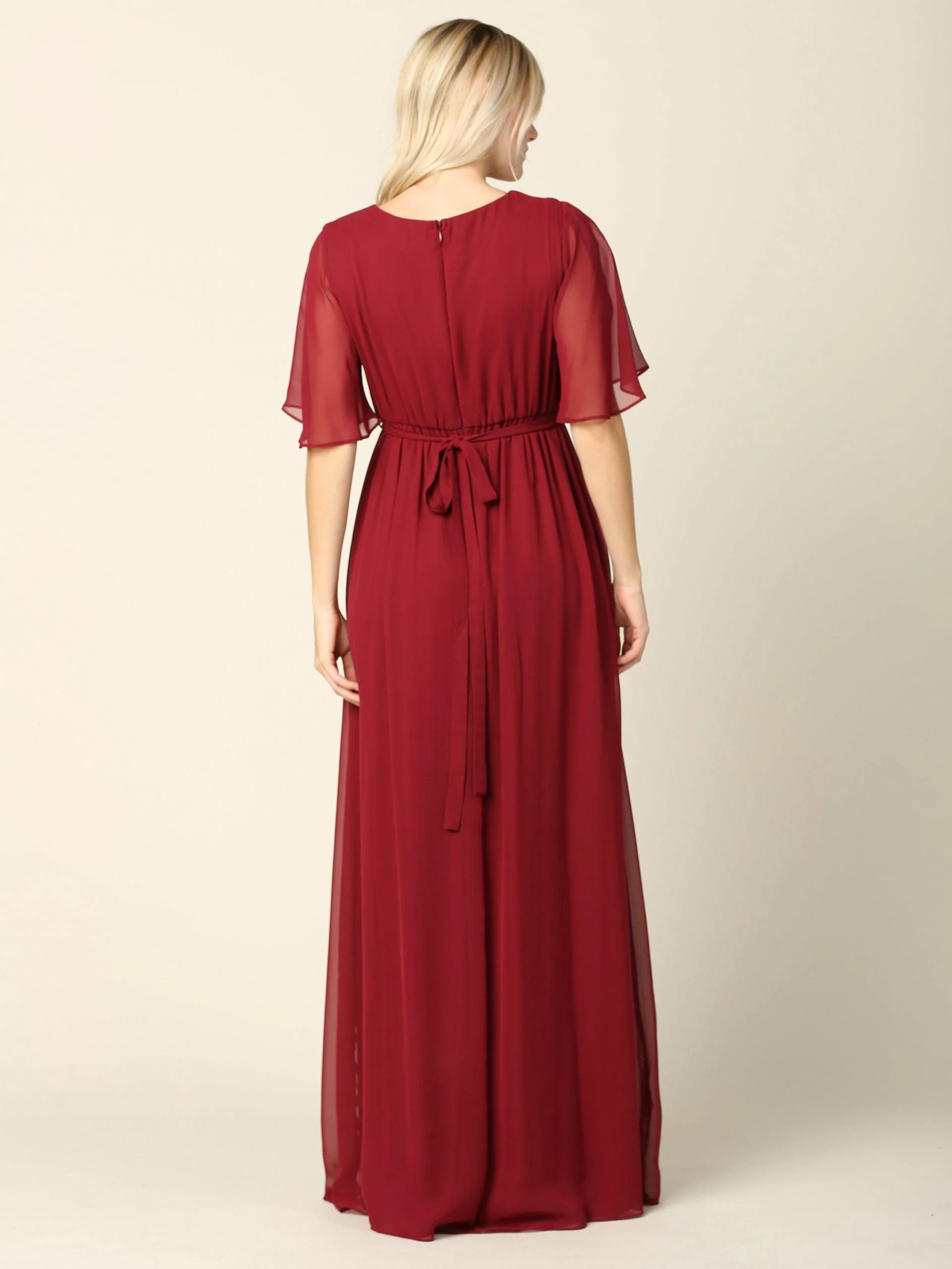 Mother of the Bride Flutter Sleeve Long Dress Sale