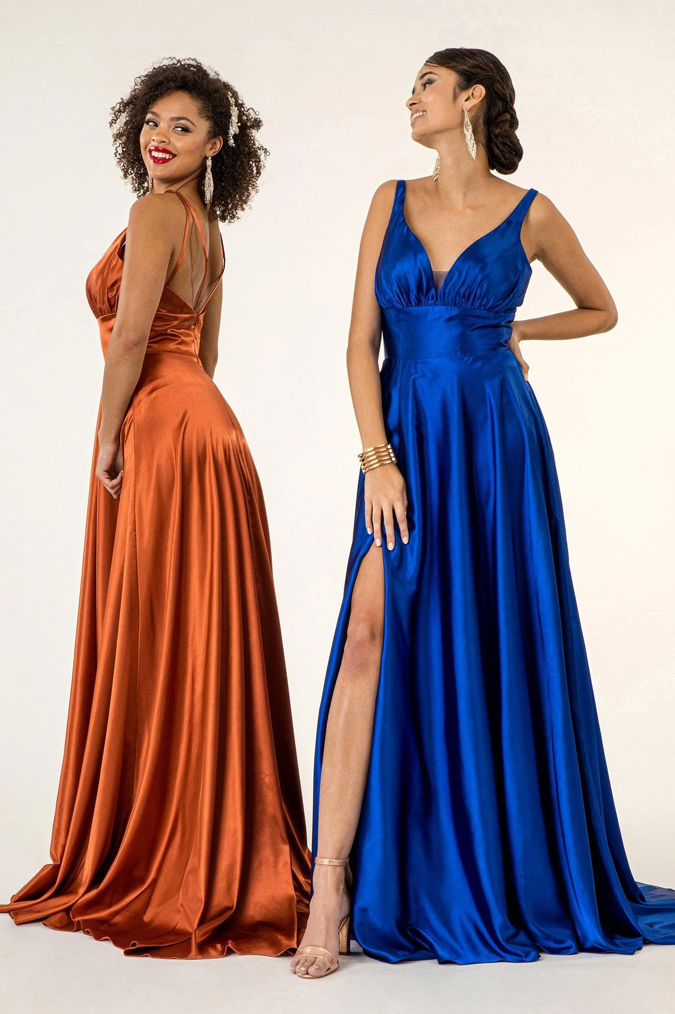 Long Formal Sleeveless Satin Prom Dress