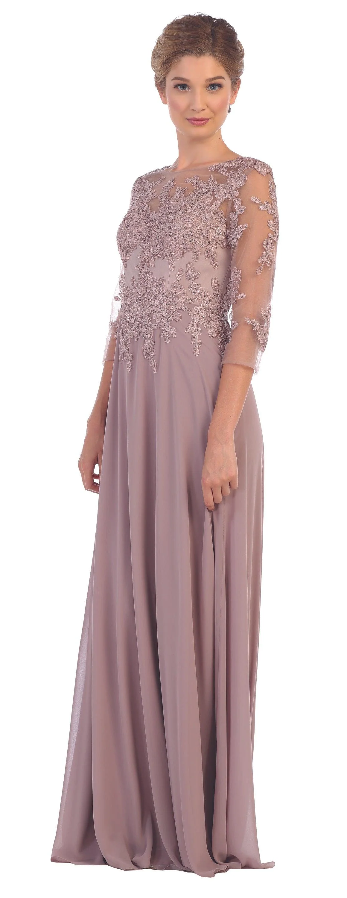 Long Mother of the Bride Formal Chiffon Dress