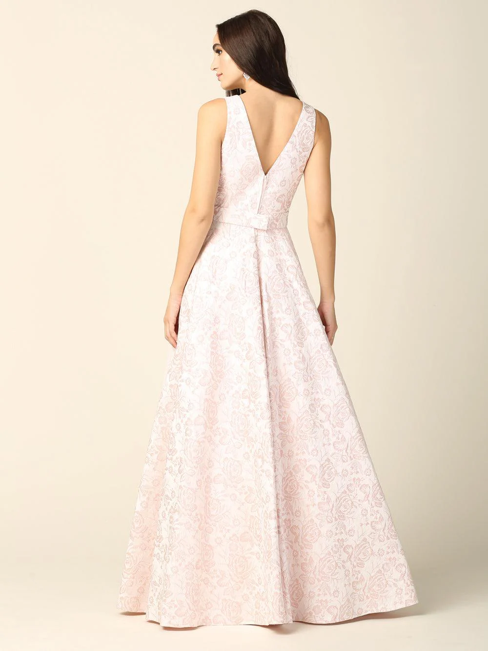 Prom Long Formal Sleeveless Jacquard  Ball Gown