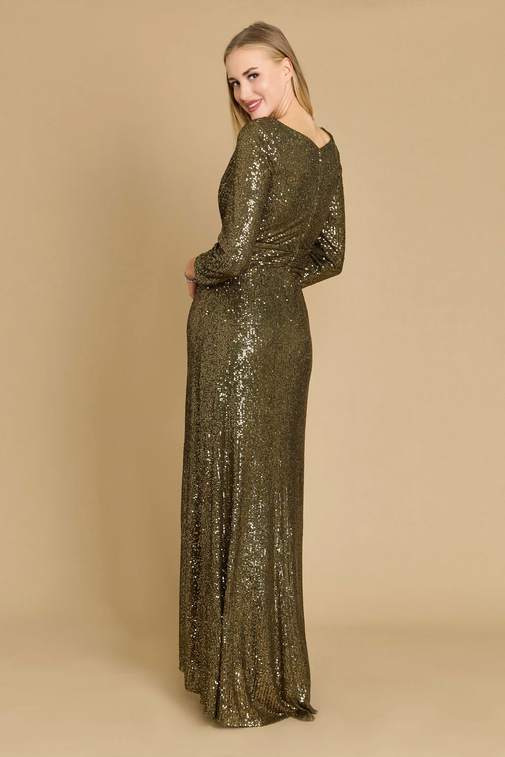 Dylan & Davids Long Sleeve Sequin Formal Beaded Dress