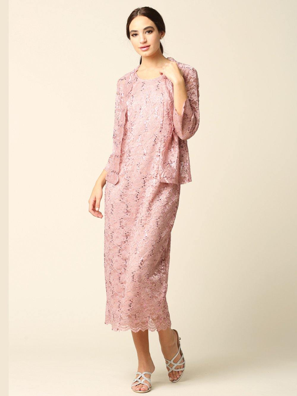 Mother of the Bride Formal Lace Jacket Dress