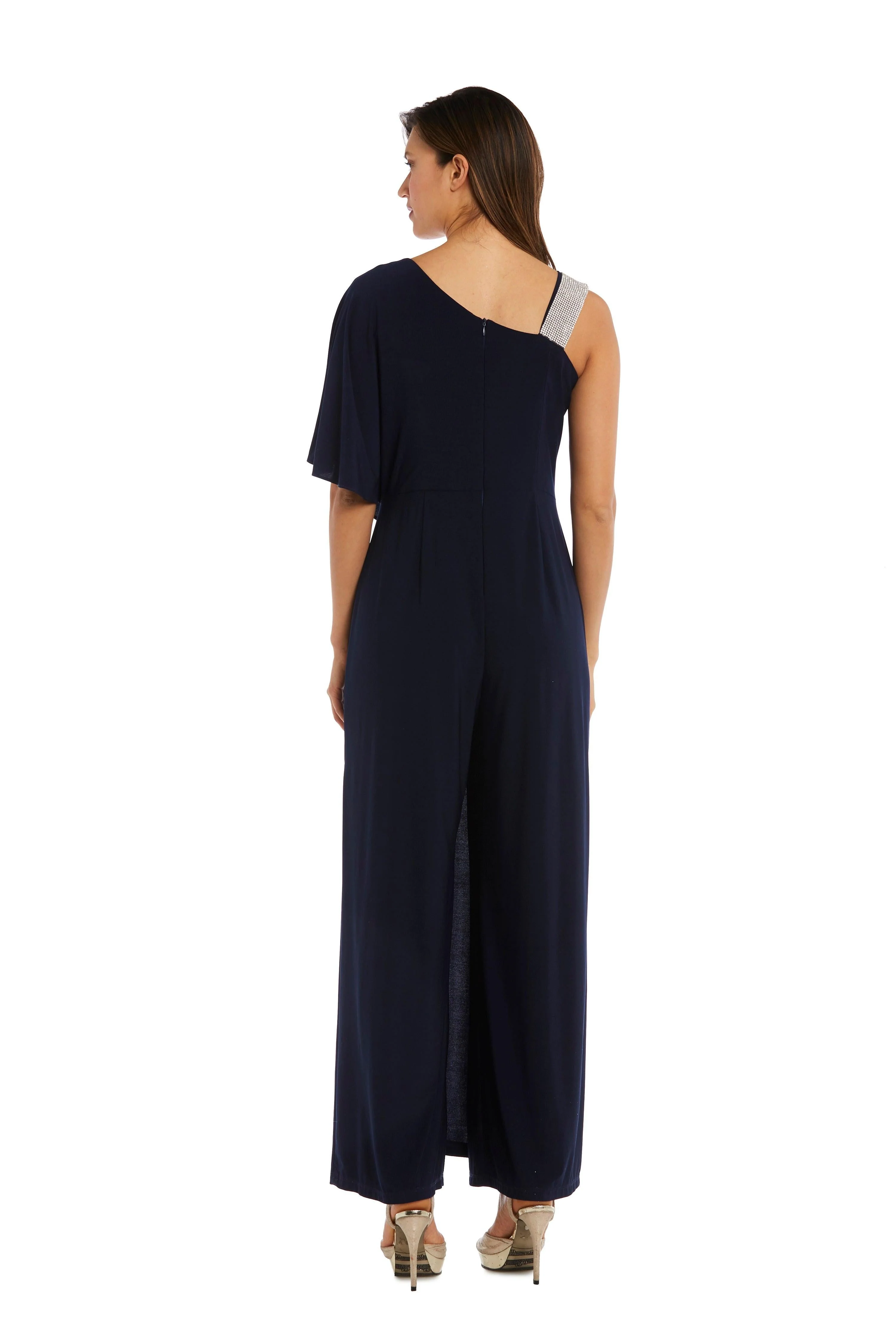 R&M Richards 3420 Asymmetric Jumpsuit With Overlay