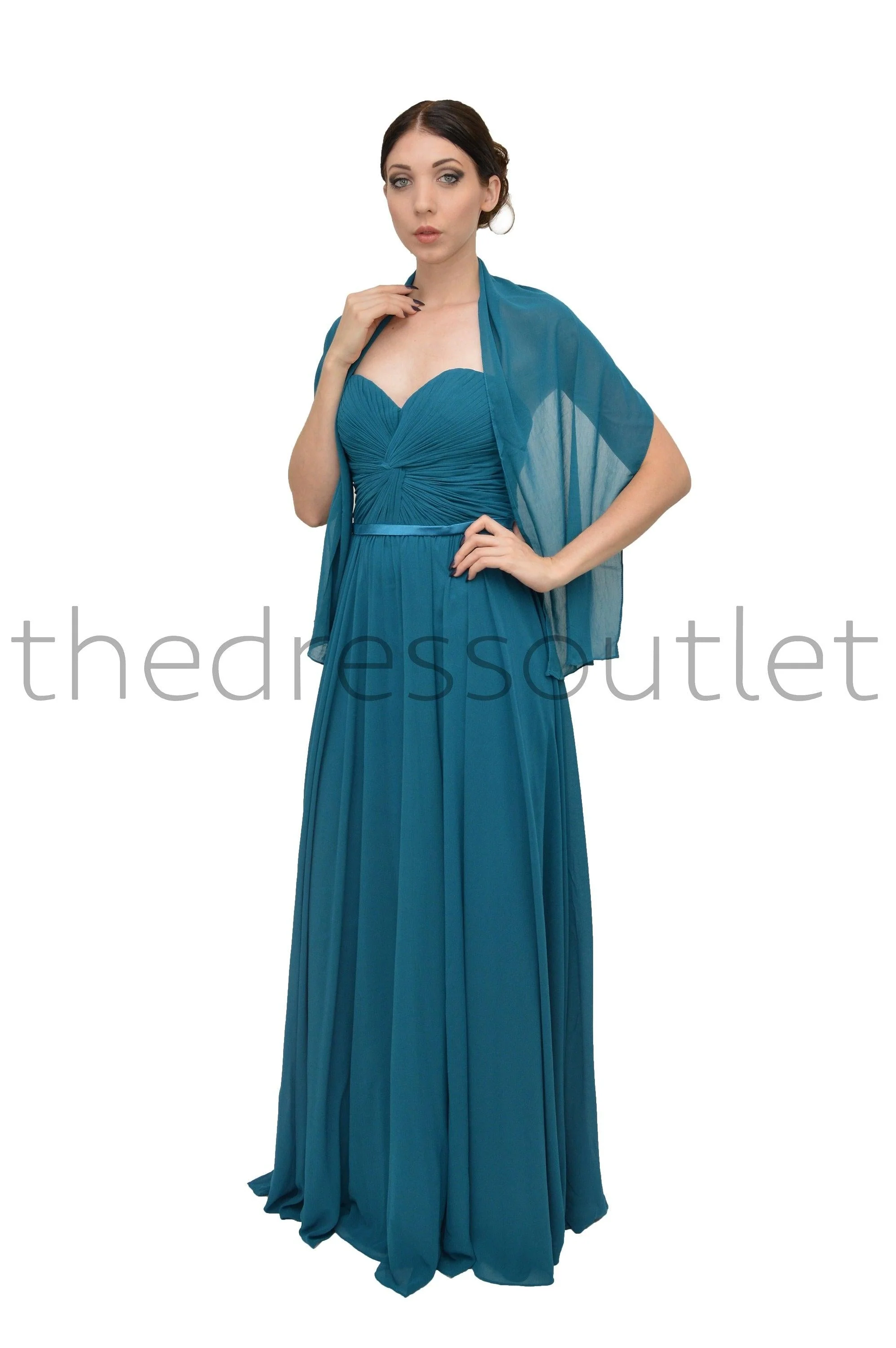 Cinderella Divine CD7455 Strapless Chiffon Empire Waist Prom Dress
