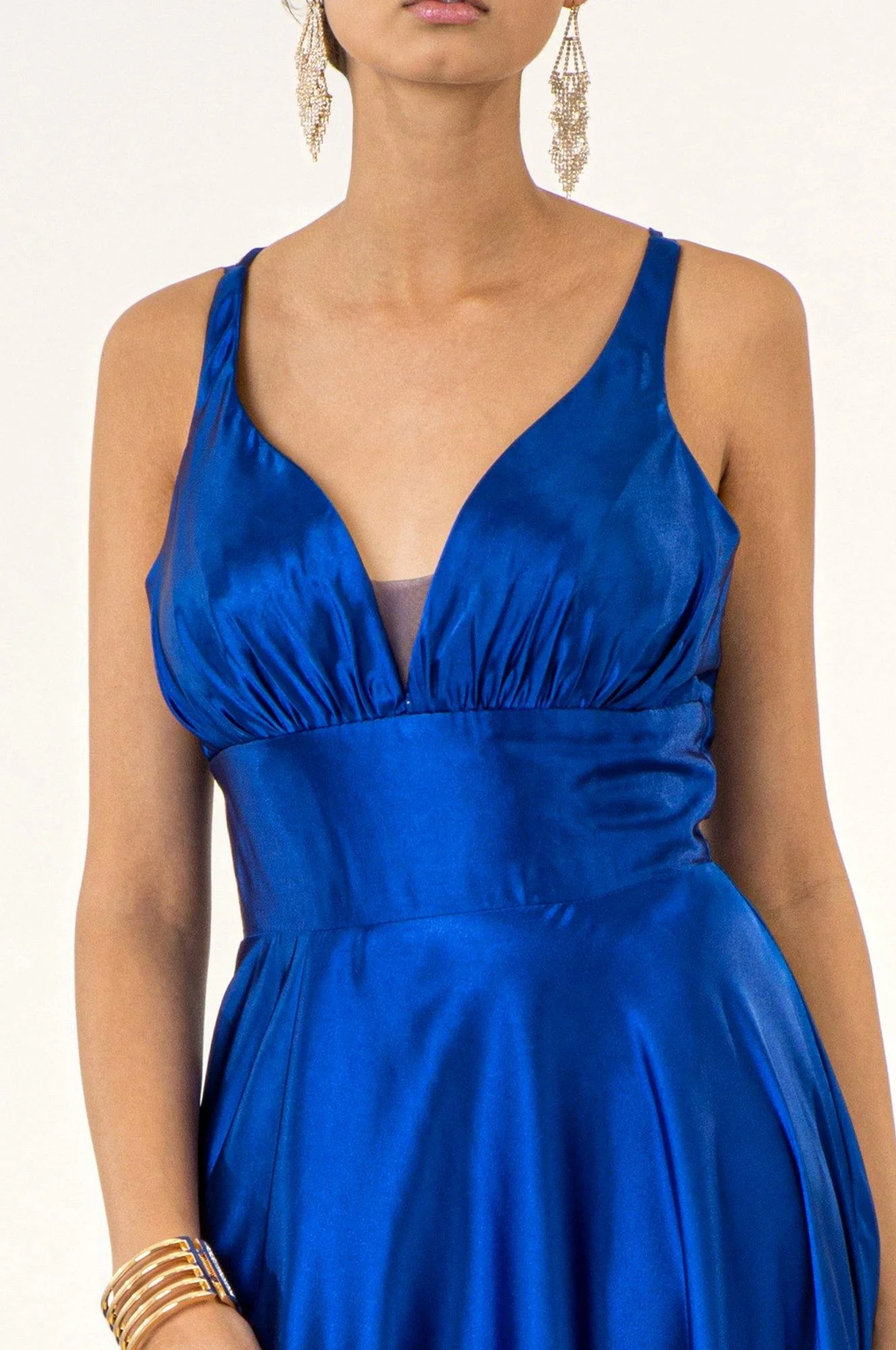 Long Formal Sleeveless Satin Prom Dress