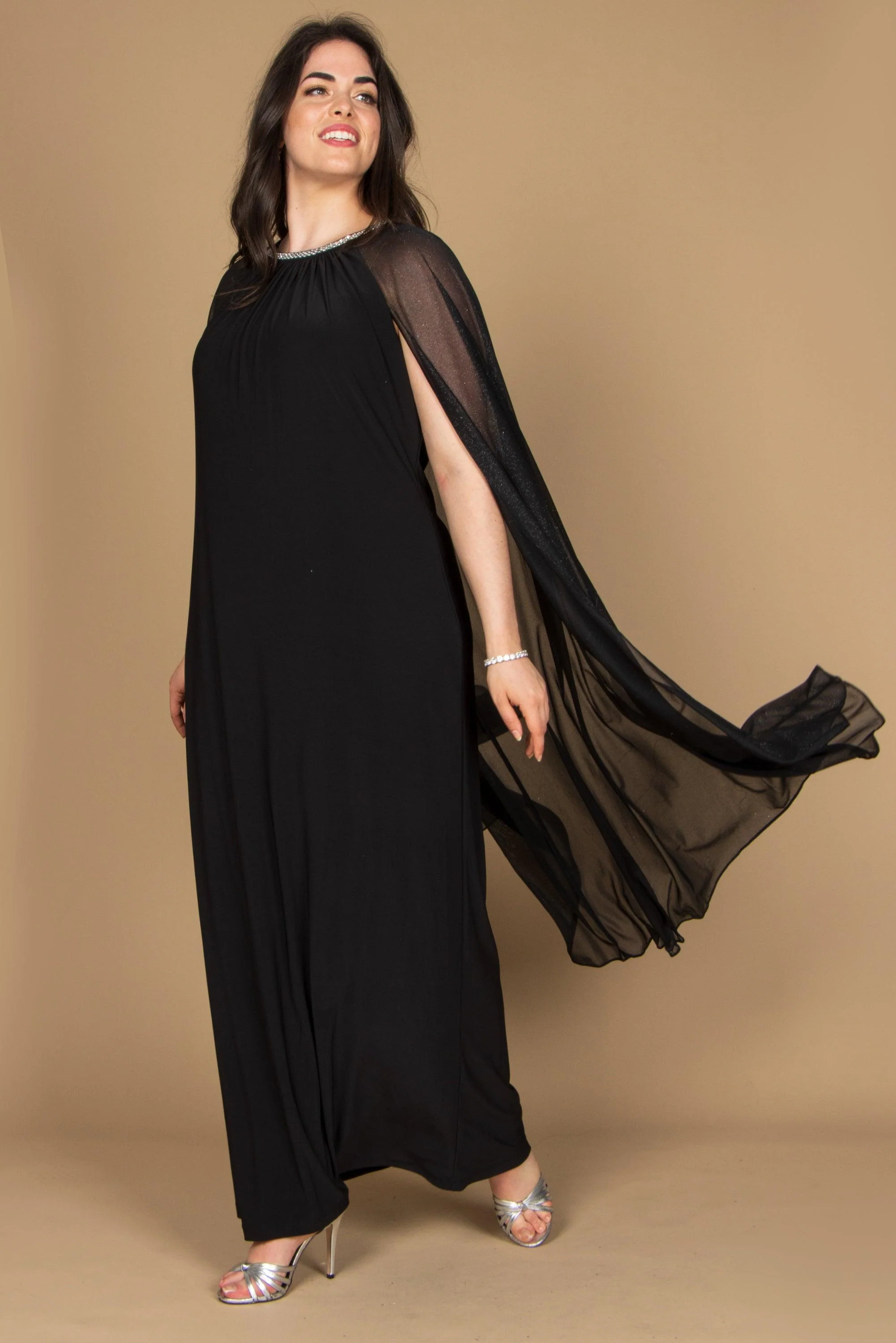 R&M Richards 2662P Long Formal Petite Cape Dress Sale
