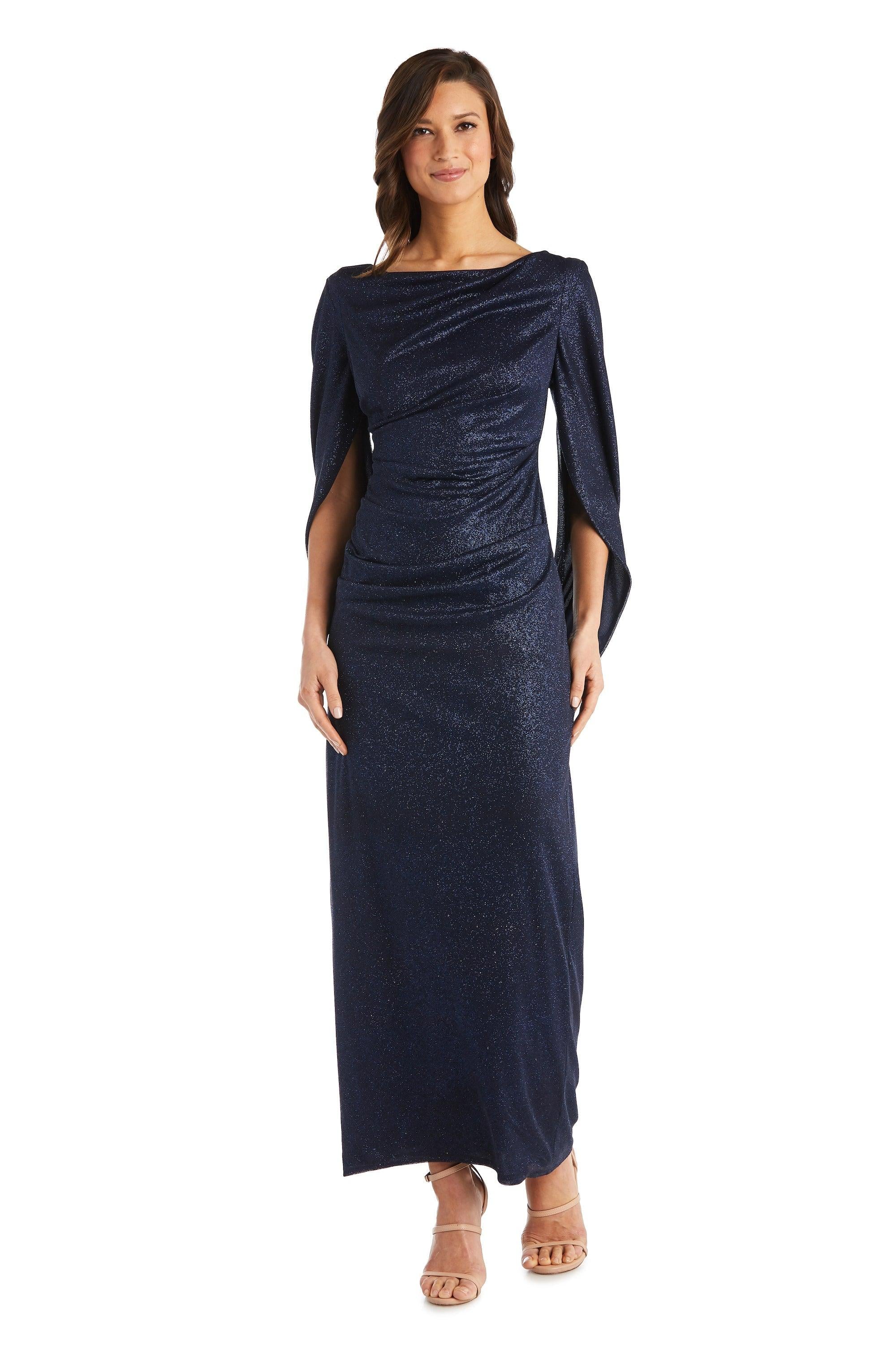 R&M Richards 7424 Long Formal Glitter Chiffon Dress