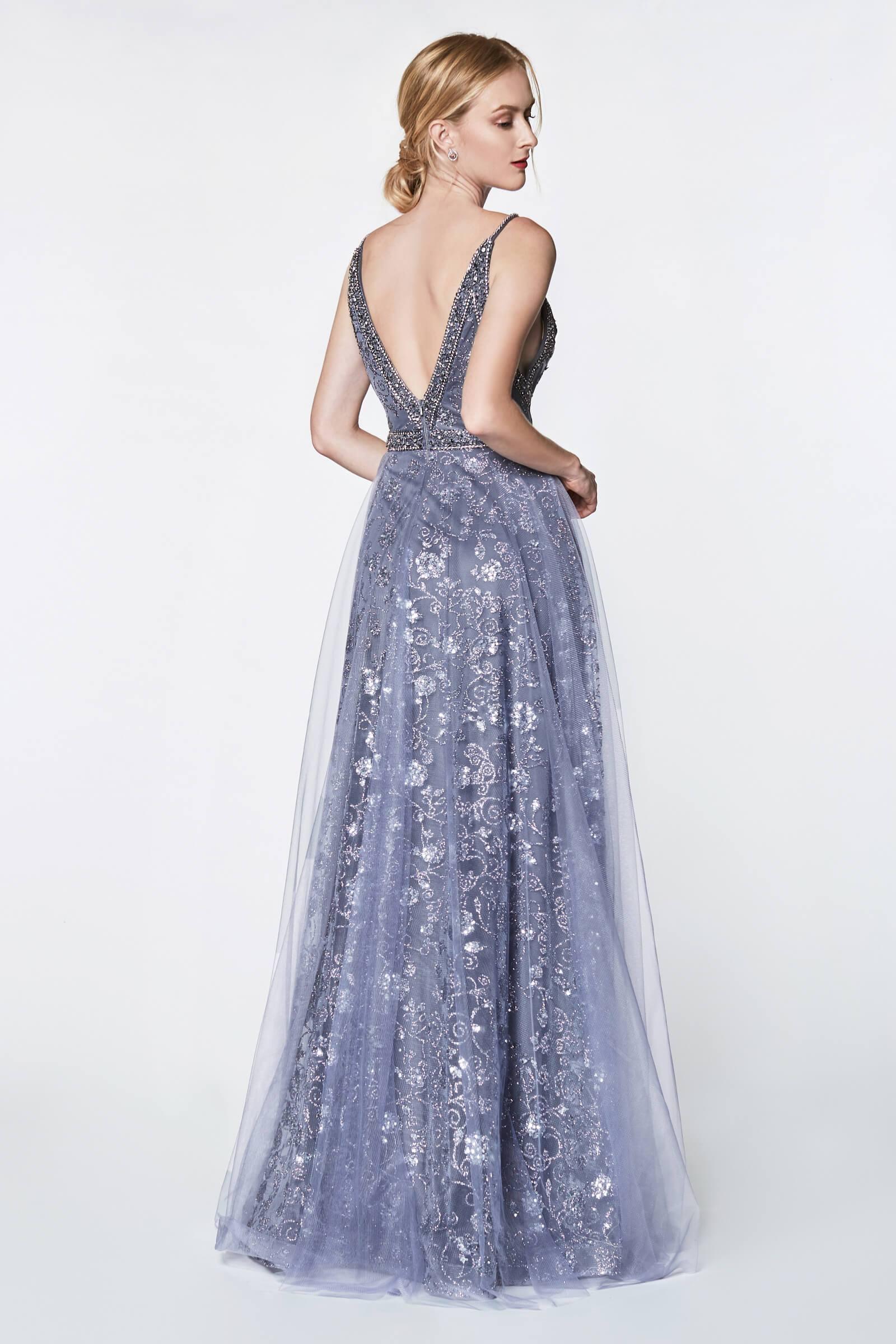 Cinderella Divine KC888 Long A Line Glitter Gown Prom Dress