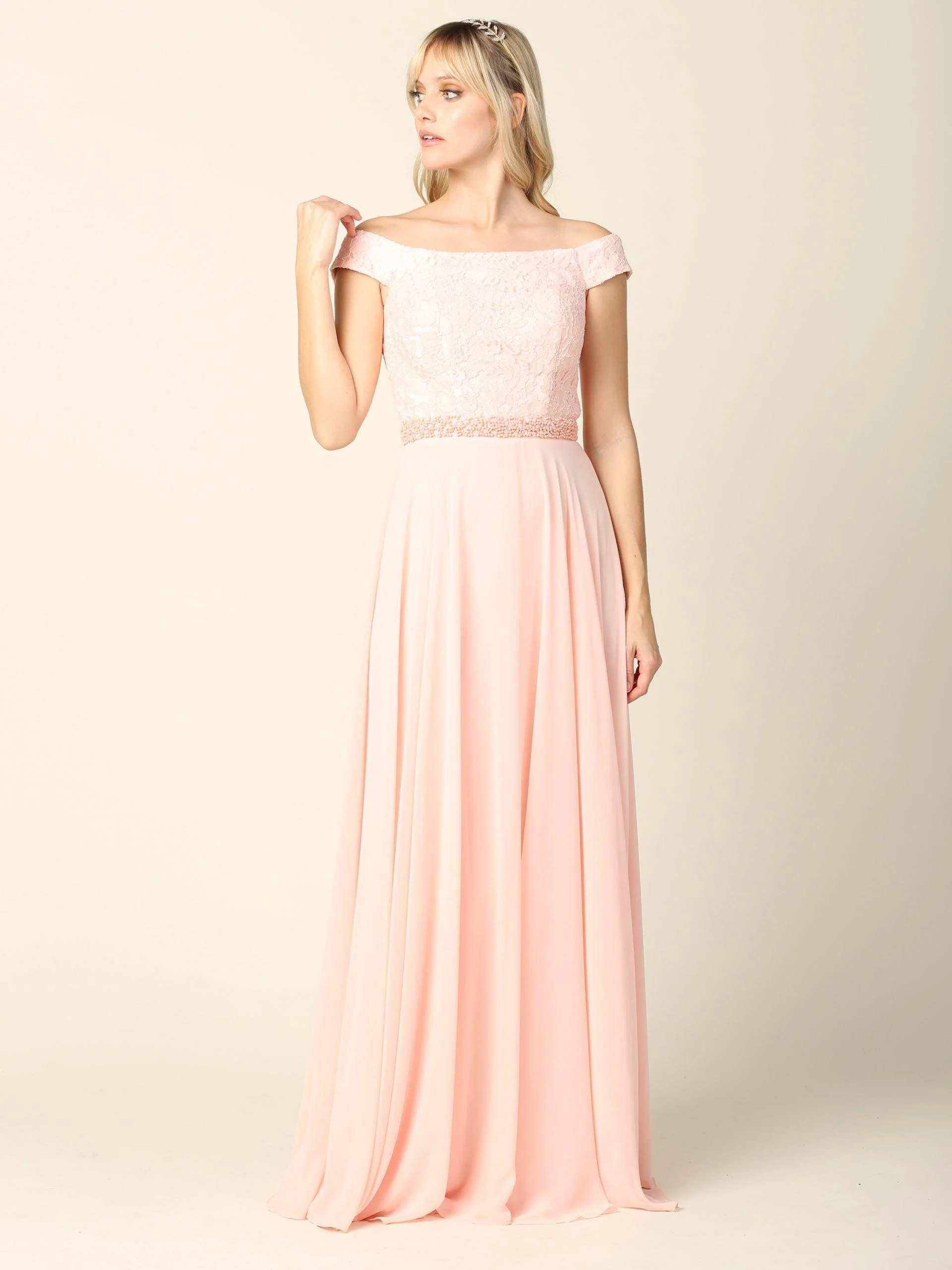 Long Off Shoulder Mother of the Bride Lace Dress