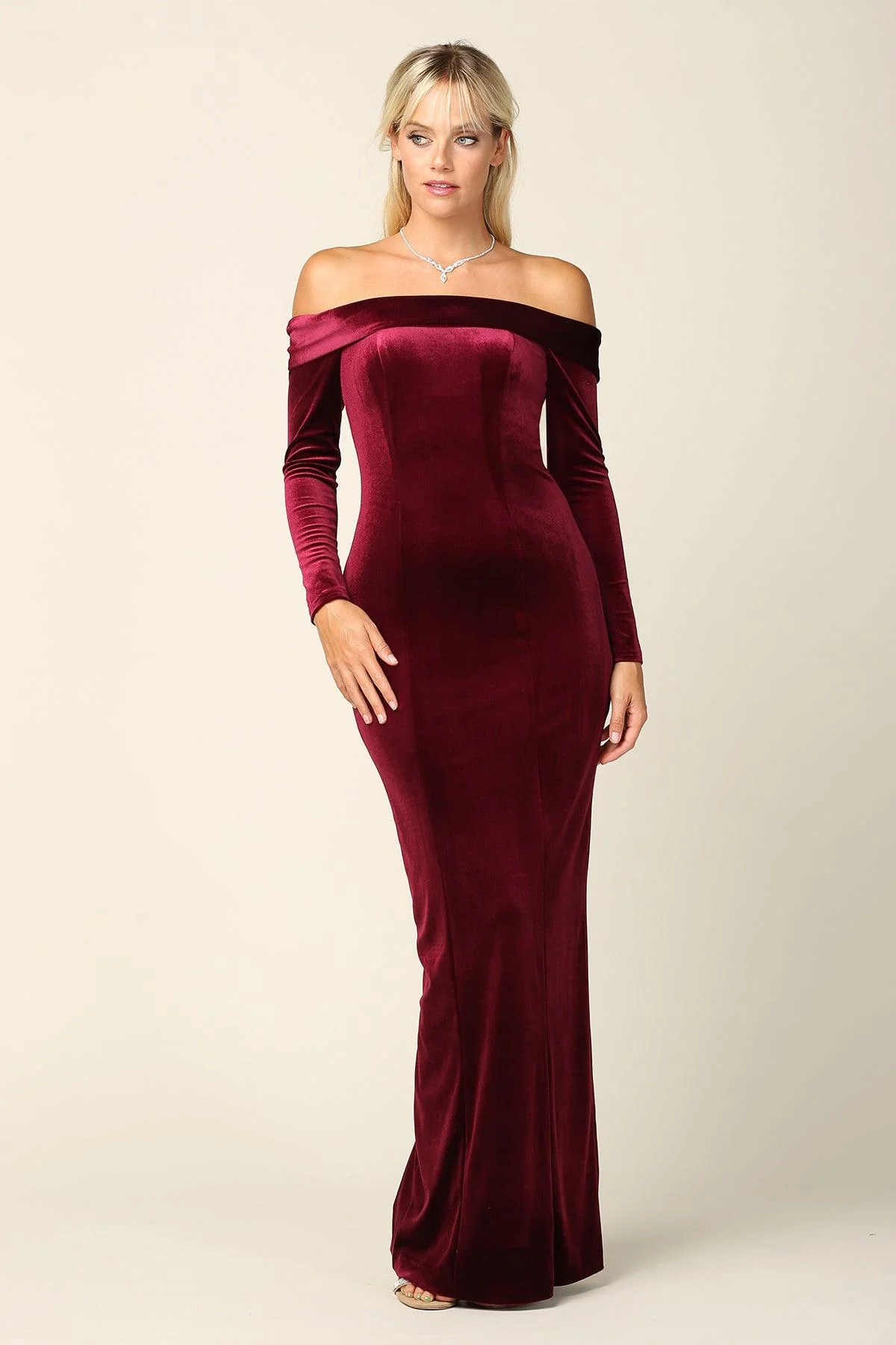 Long Off Shoulder Formal Velvet Dress