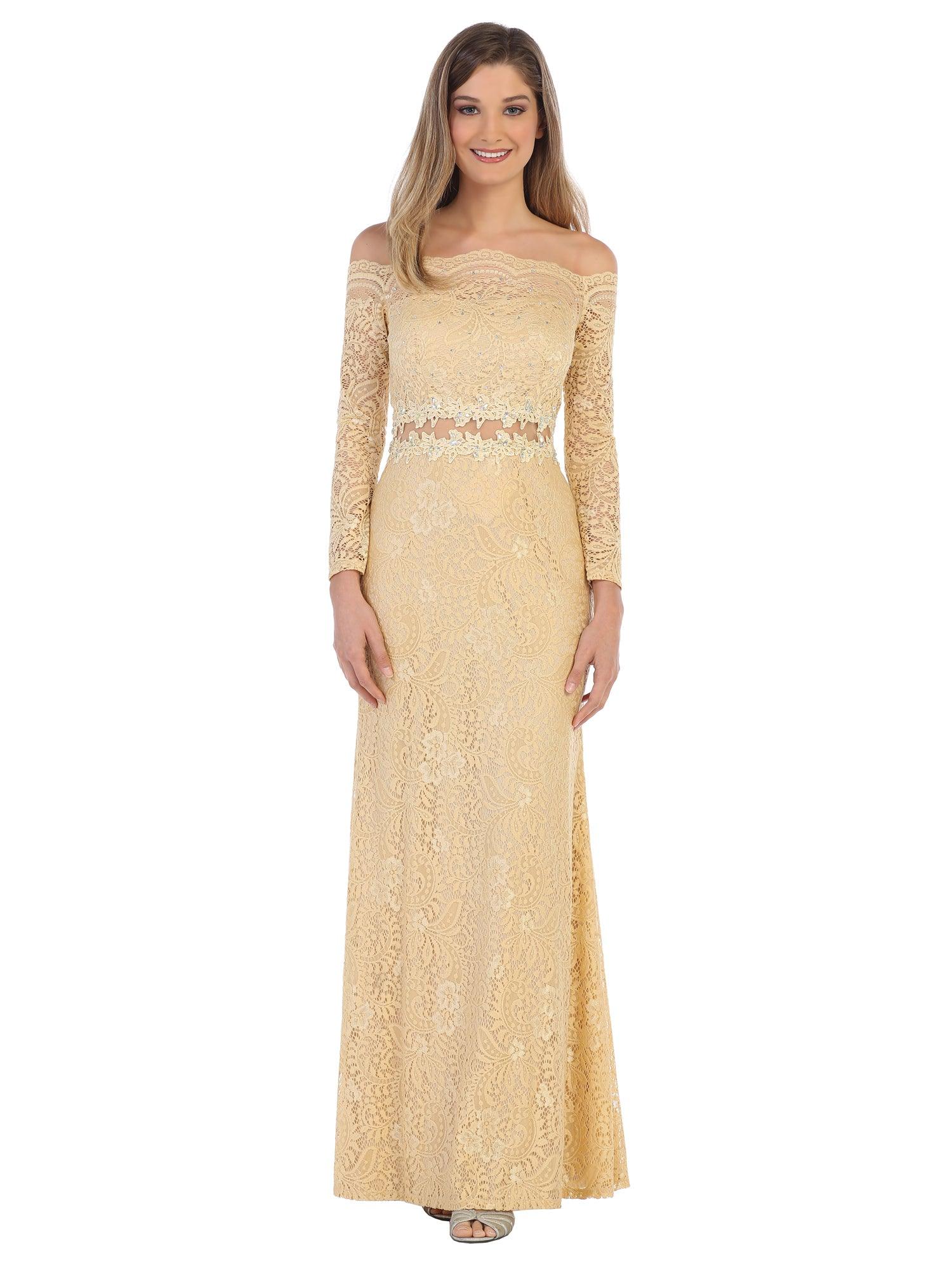 Long Off Shoulder Formal Lace Evening Party Dress