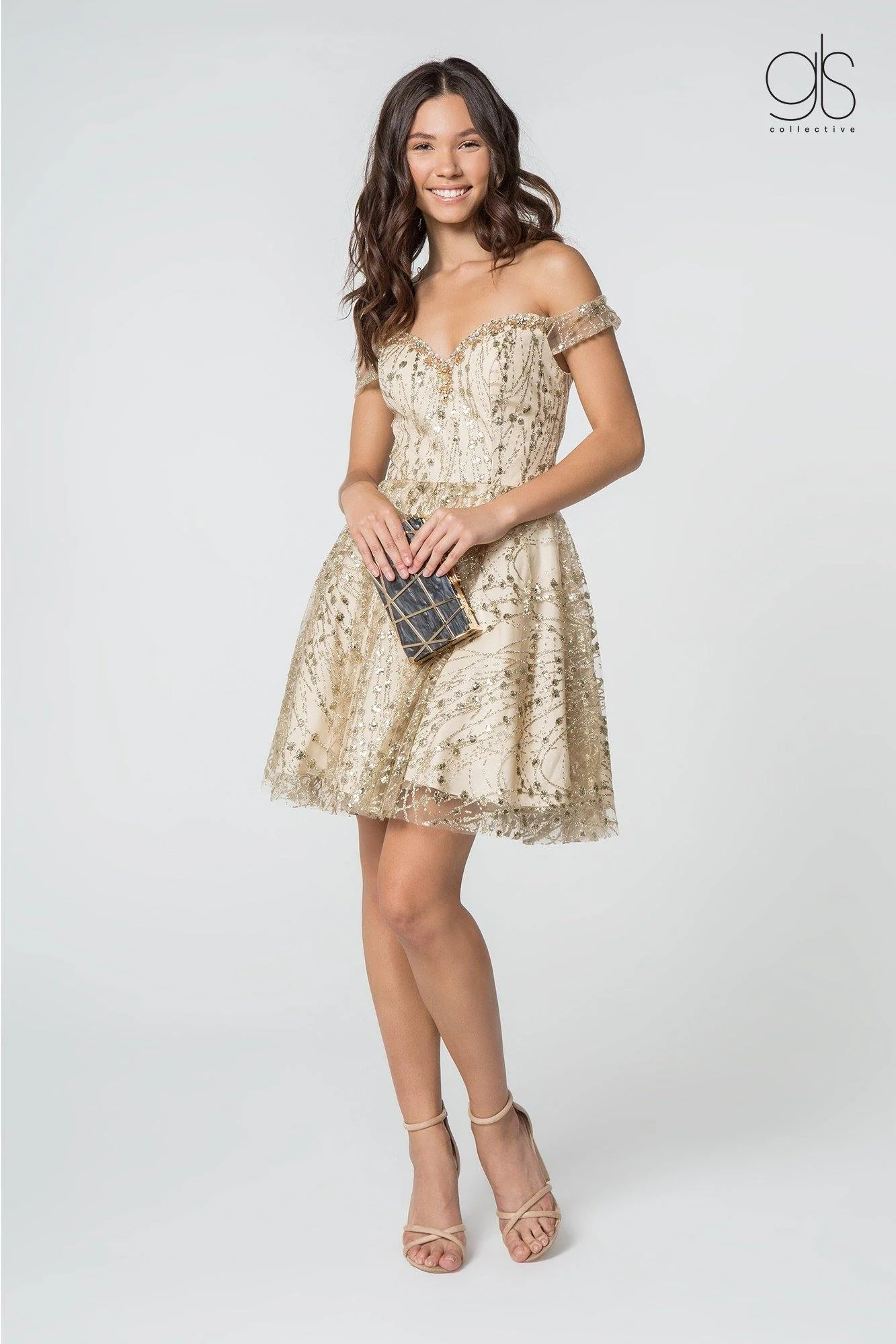 Prom Short Off Shoulder Glitter Homecoming Cocktail Dress