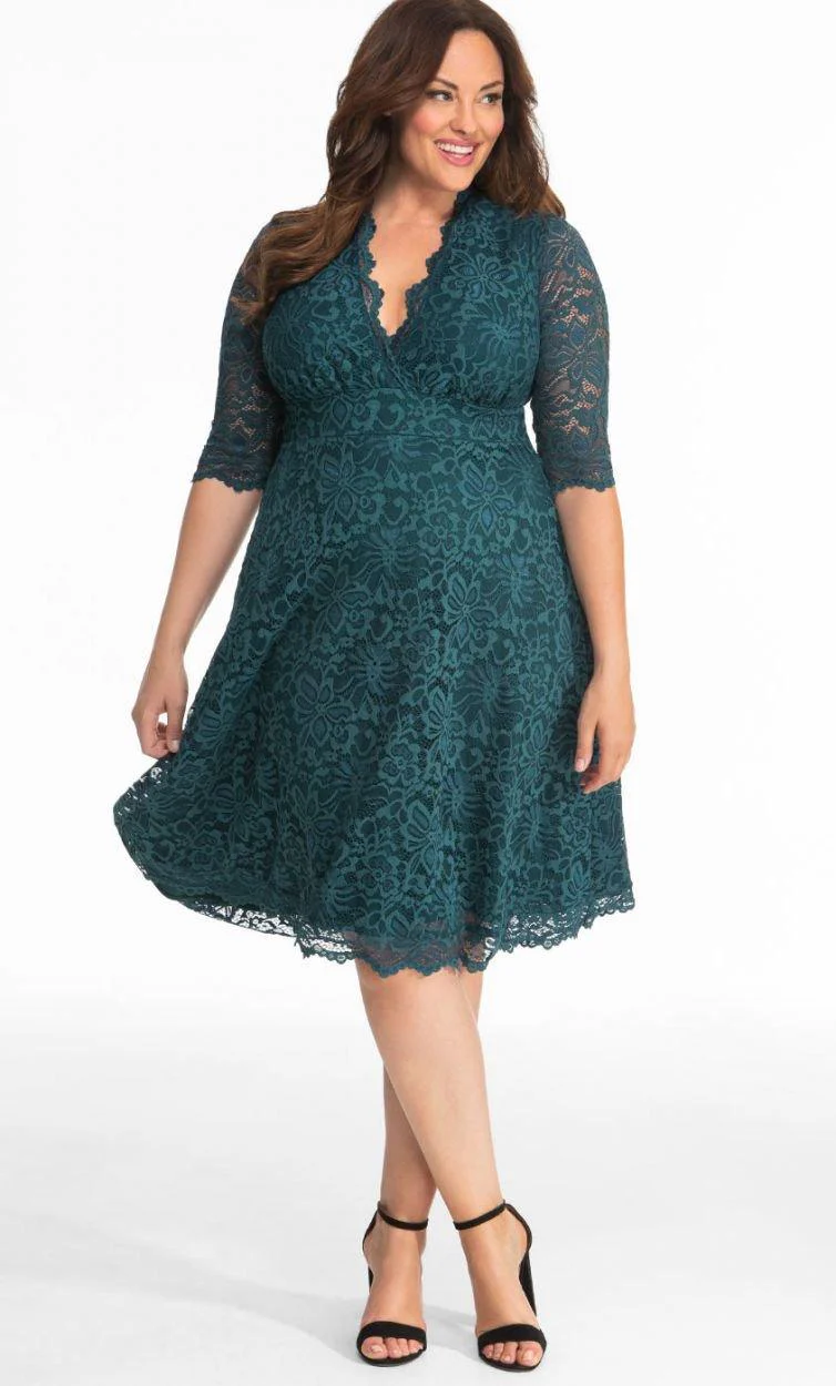 Kiyonna Short Lace Dress Long Sleeve