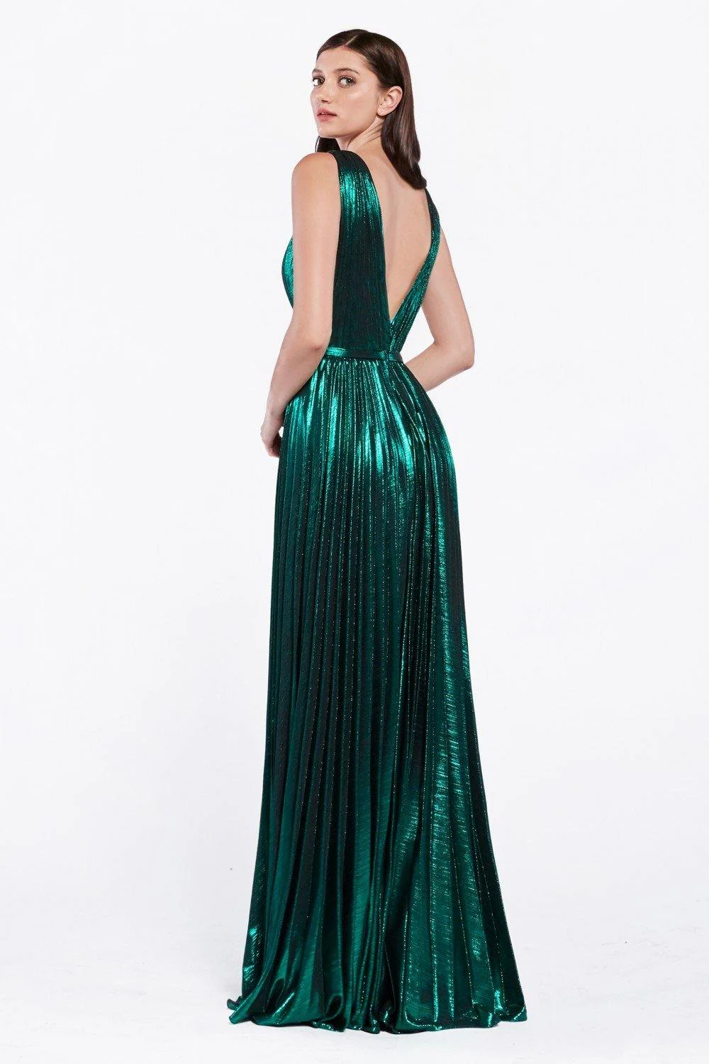 Cinderella Divine CJ529 Metallic Long Prom Dress Evening Gown