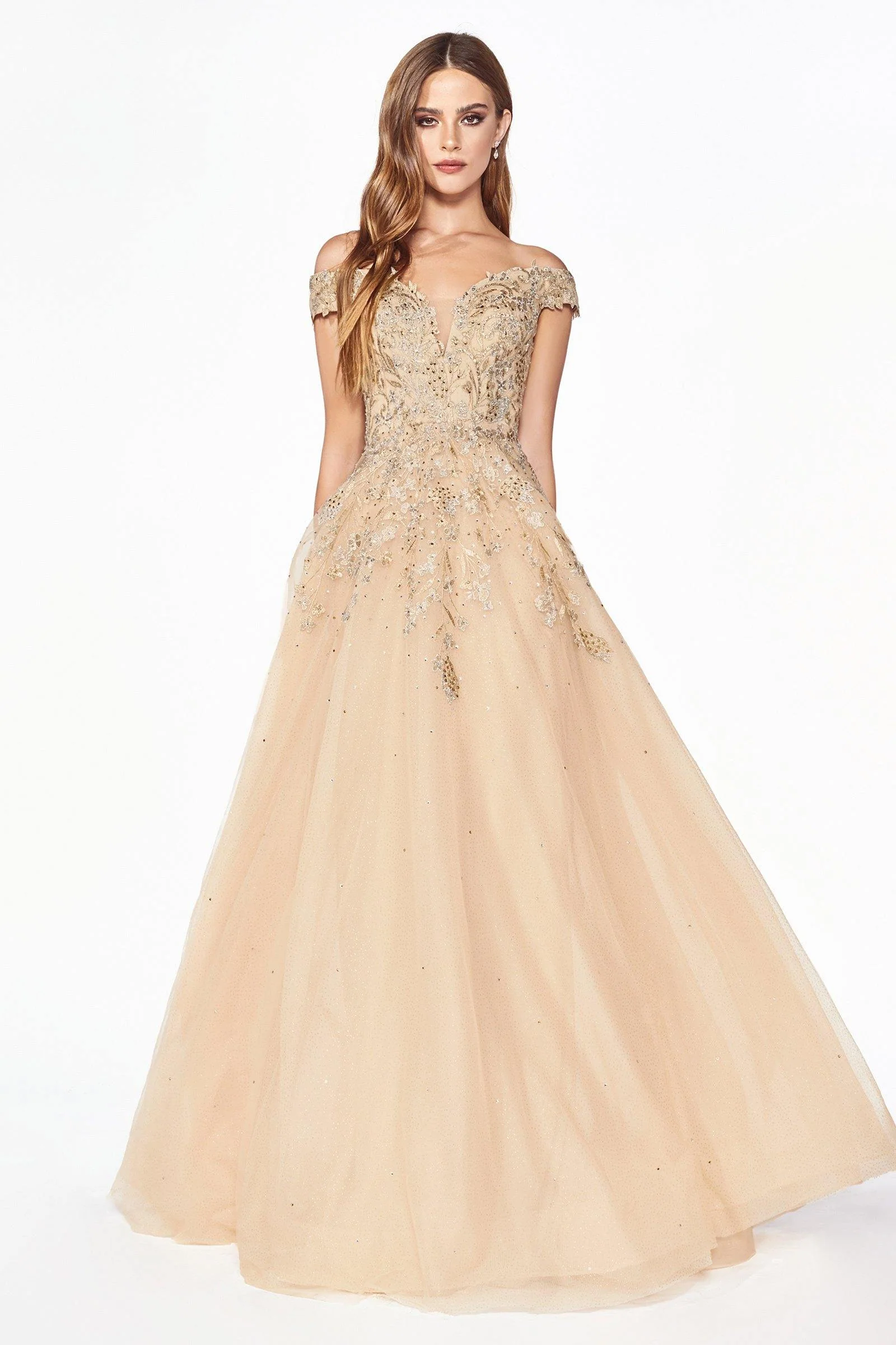 Cinderella Divine KV1049 Prom Long Formal Off Shoulder Ball Gown