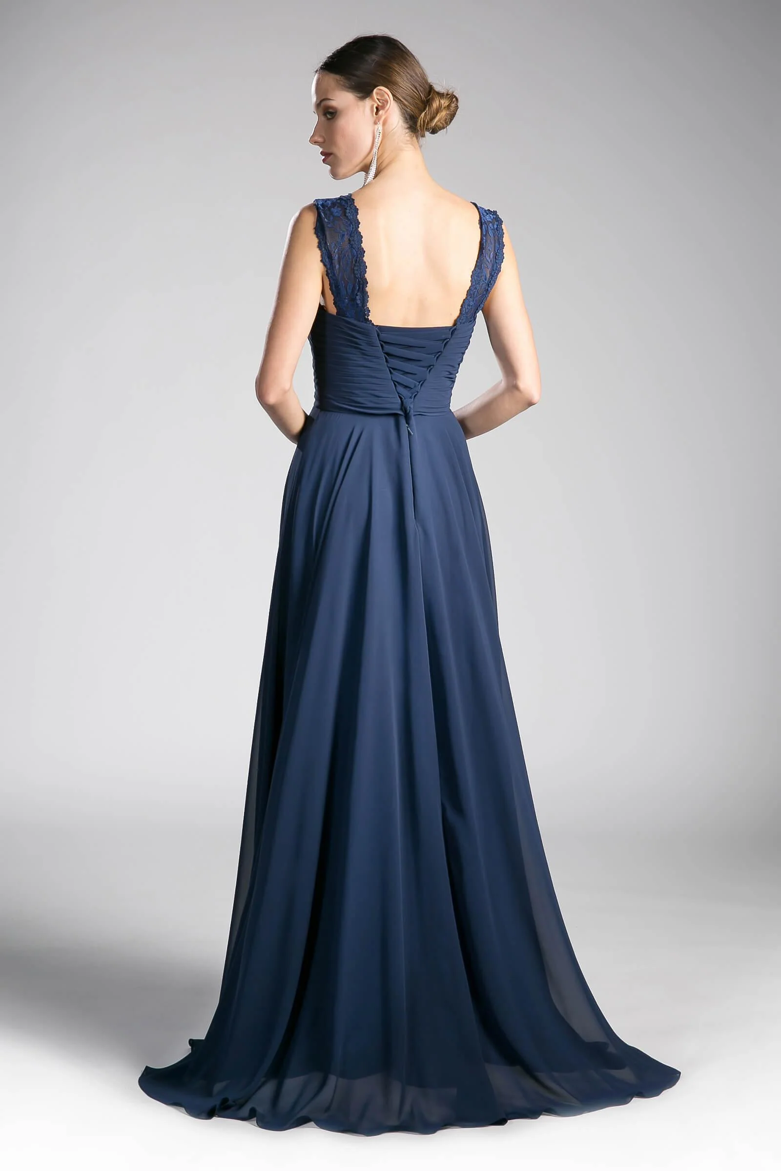 Cinderella Divine CJ249 Long Sleeveless Chiffon Corset Back Prom Dress