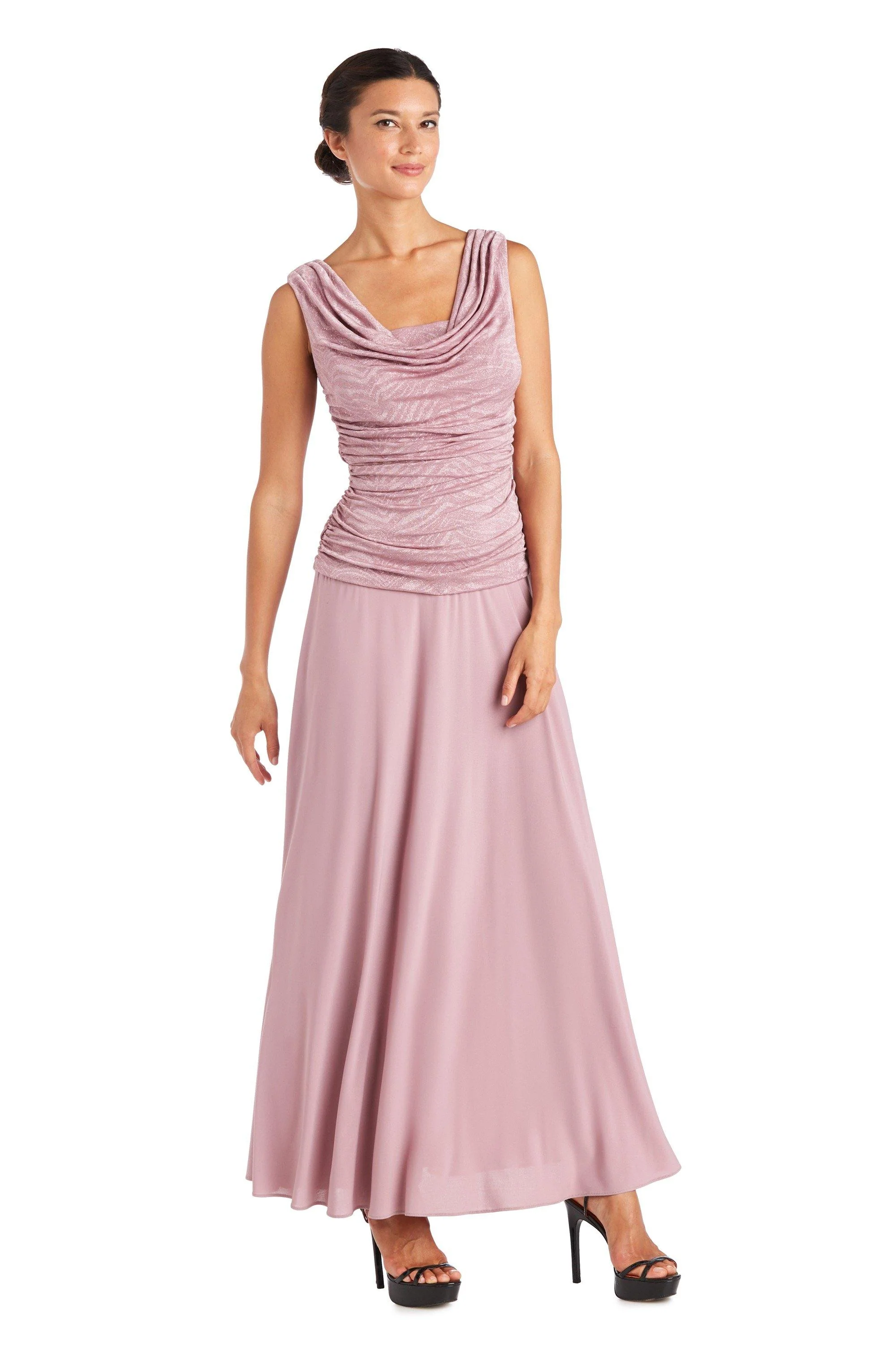 R&M Richards 3629 Long Formal Cowl Neck Dress