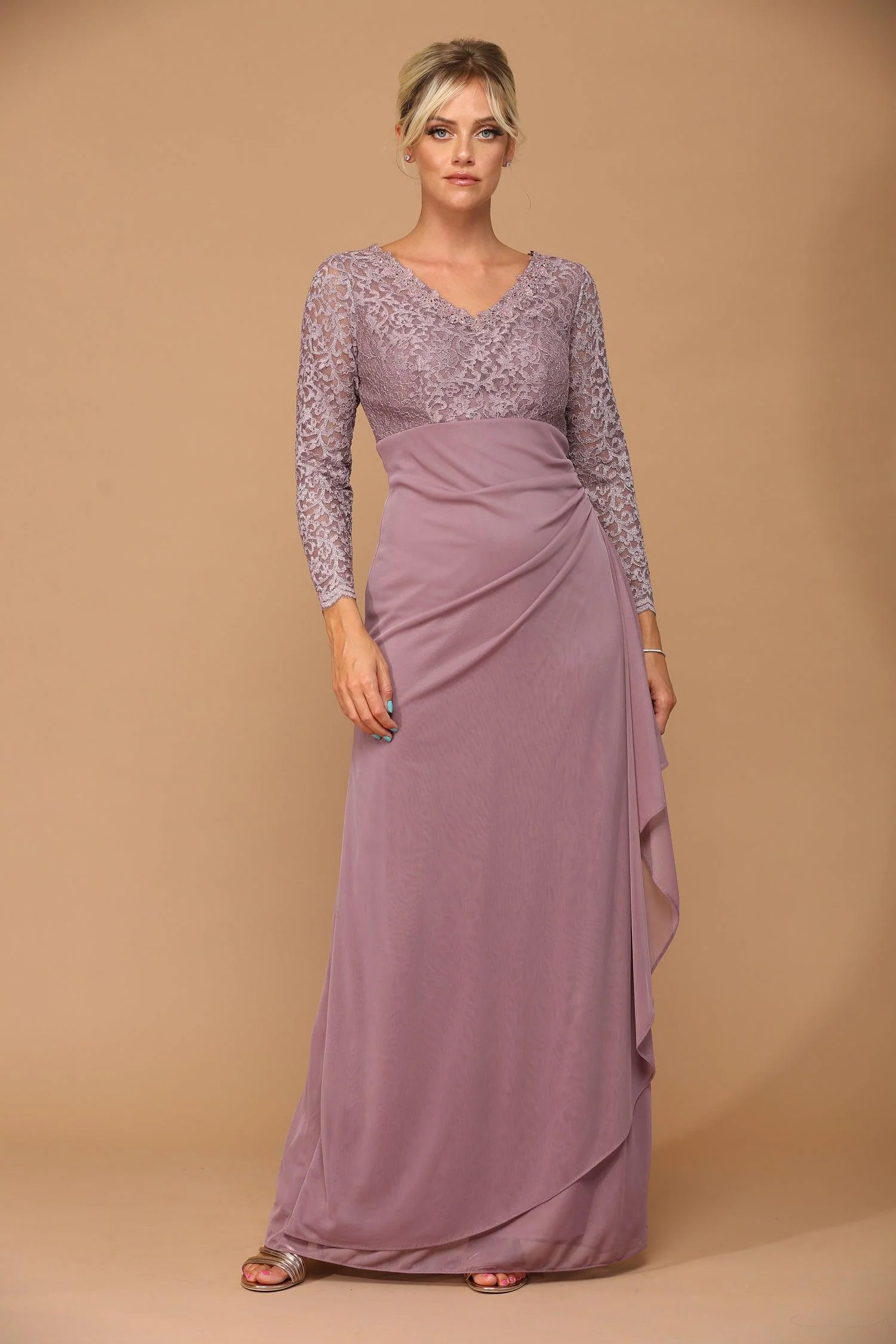 Long Sleeve Formal Mother of the Bride Evening Gown