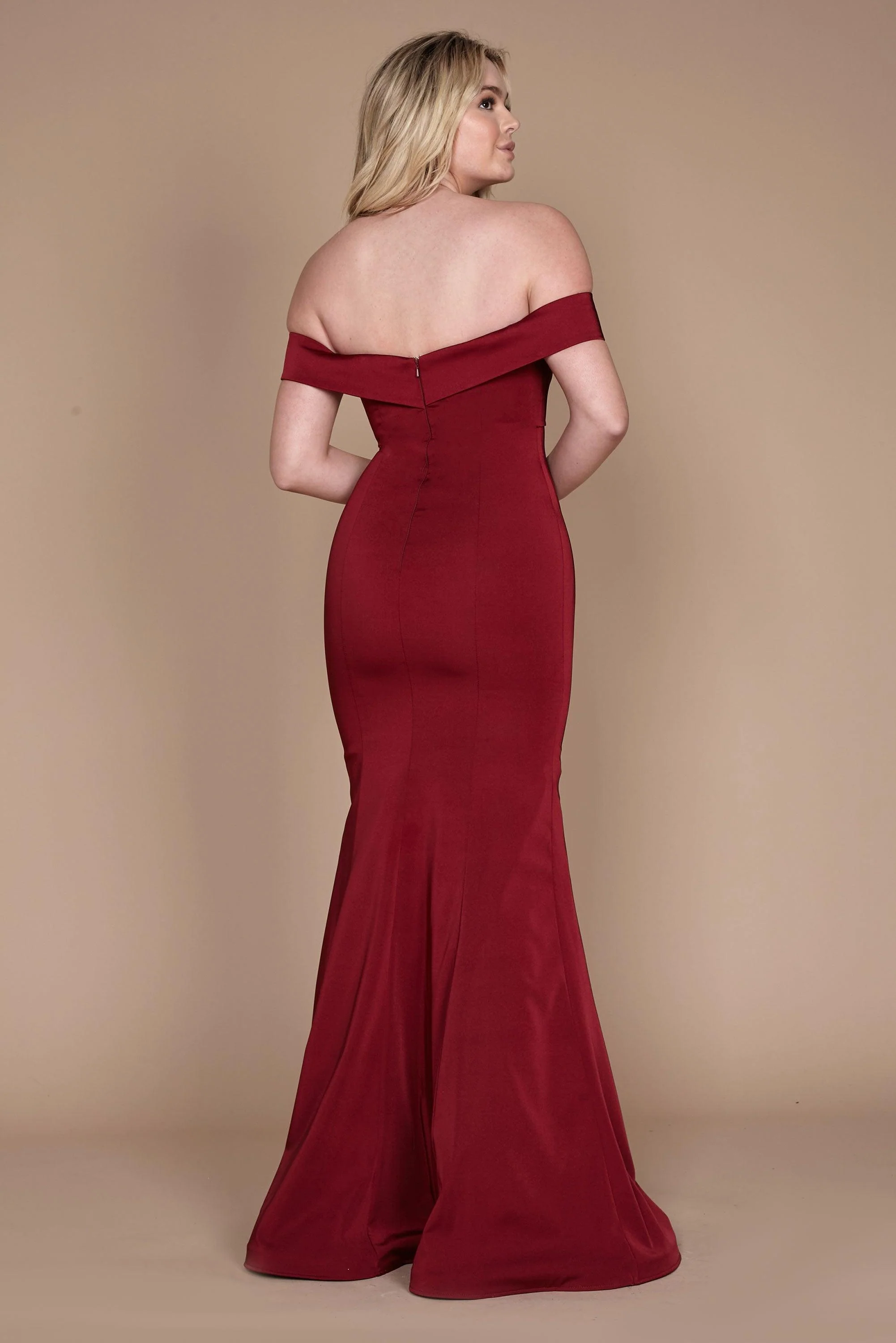 Dylan & Davids Long Formal Burgundy Mermaid Evening Dress