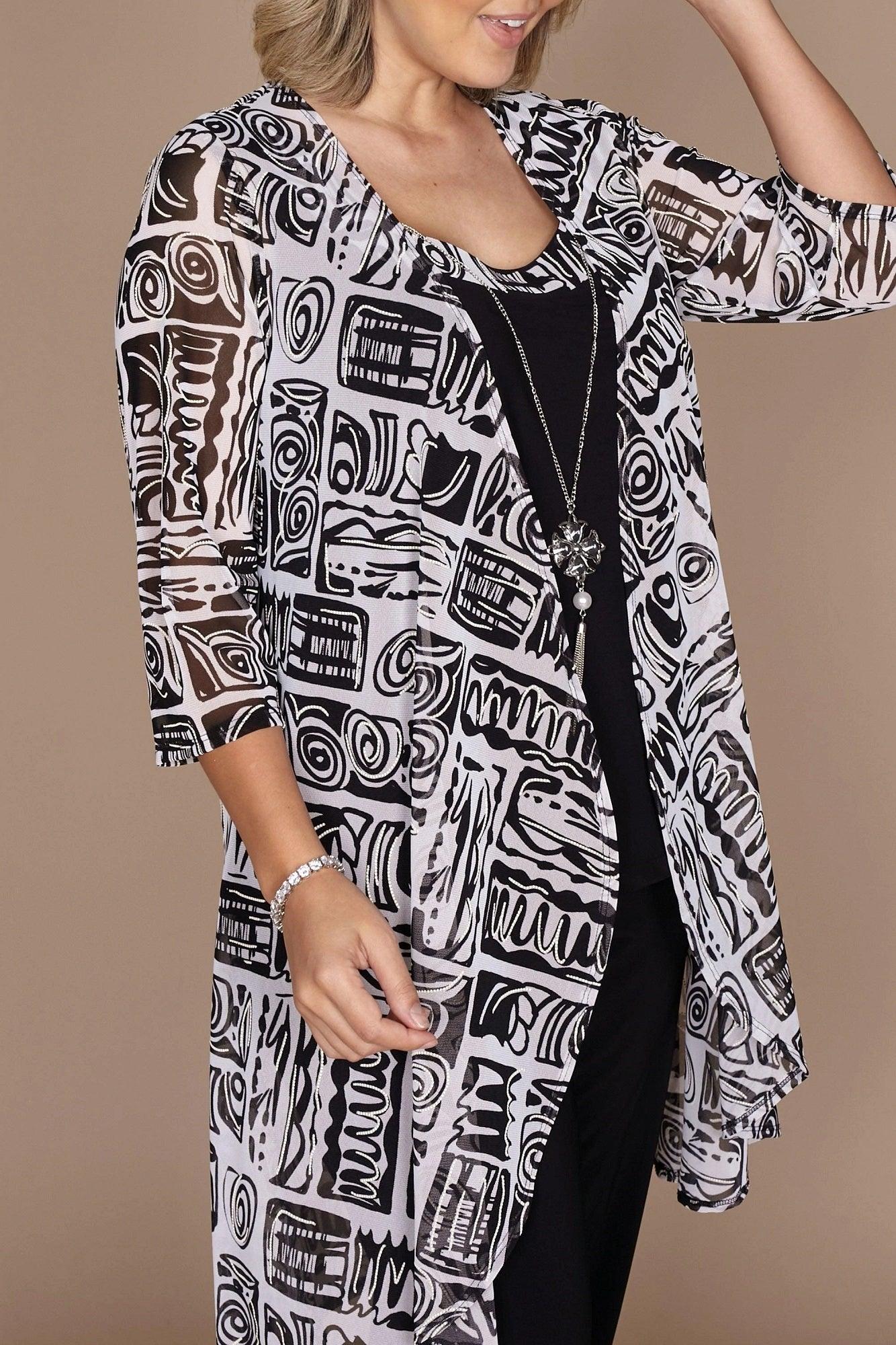 R&M Richards 7248 Printed Mesh Jacket Pant Suit