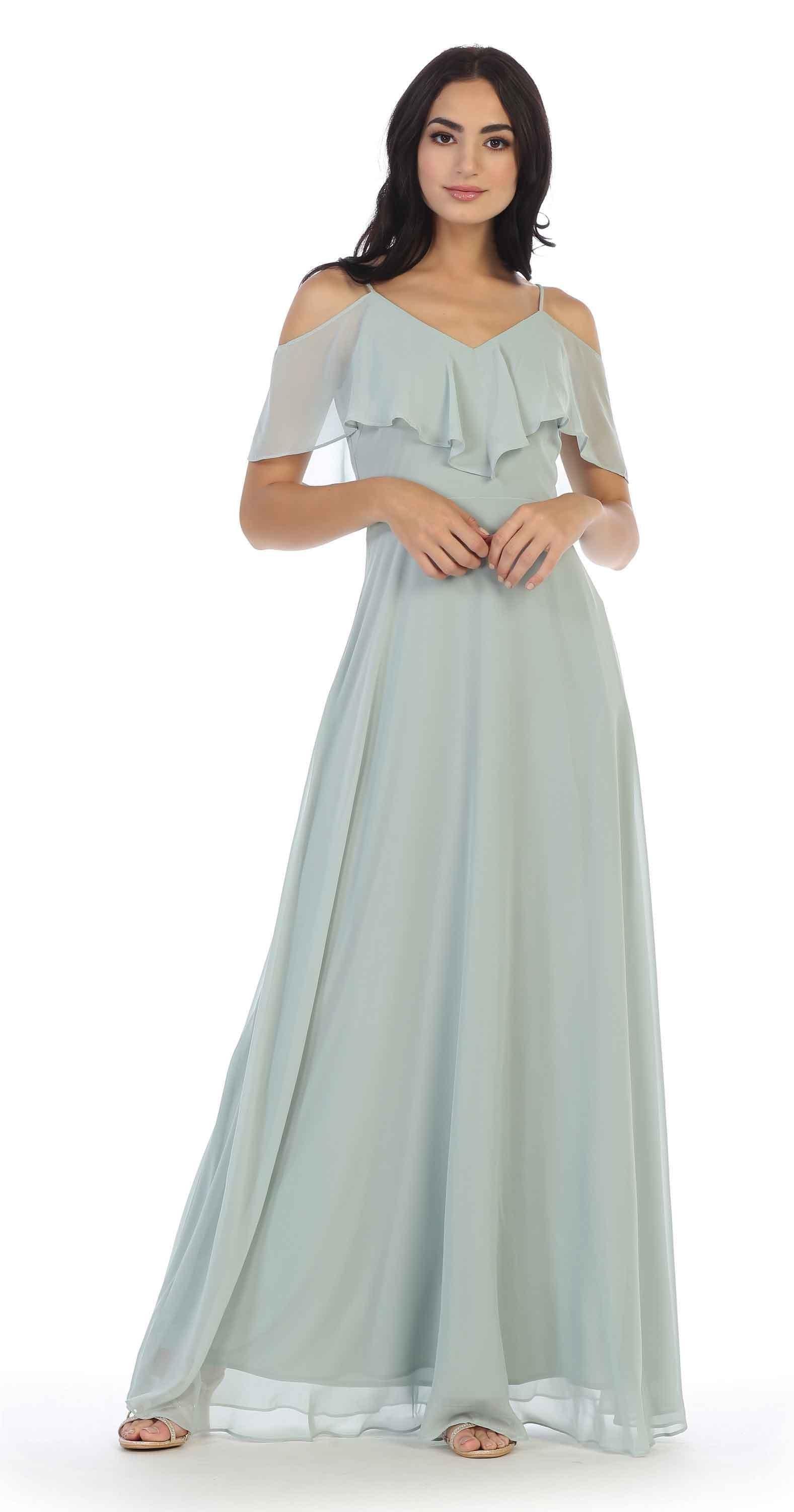 Long Off Shoulder Formal Bridesmaids Chiffon Dress Sale
