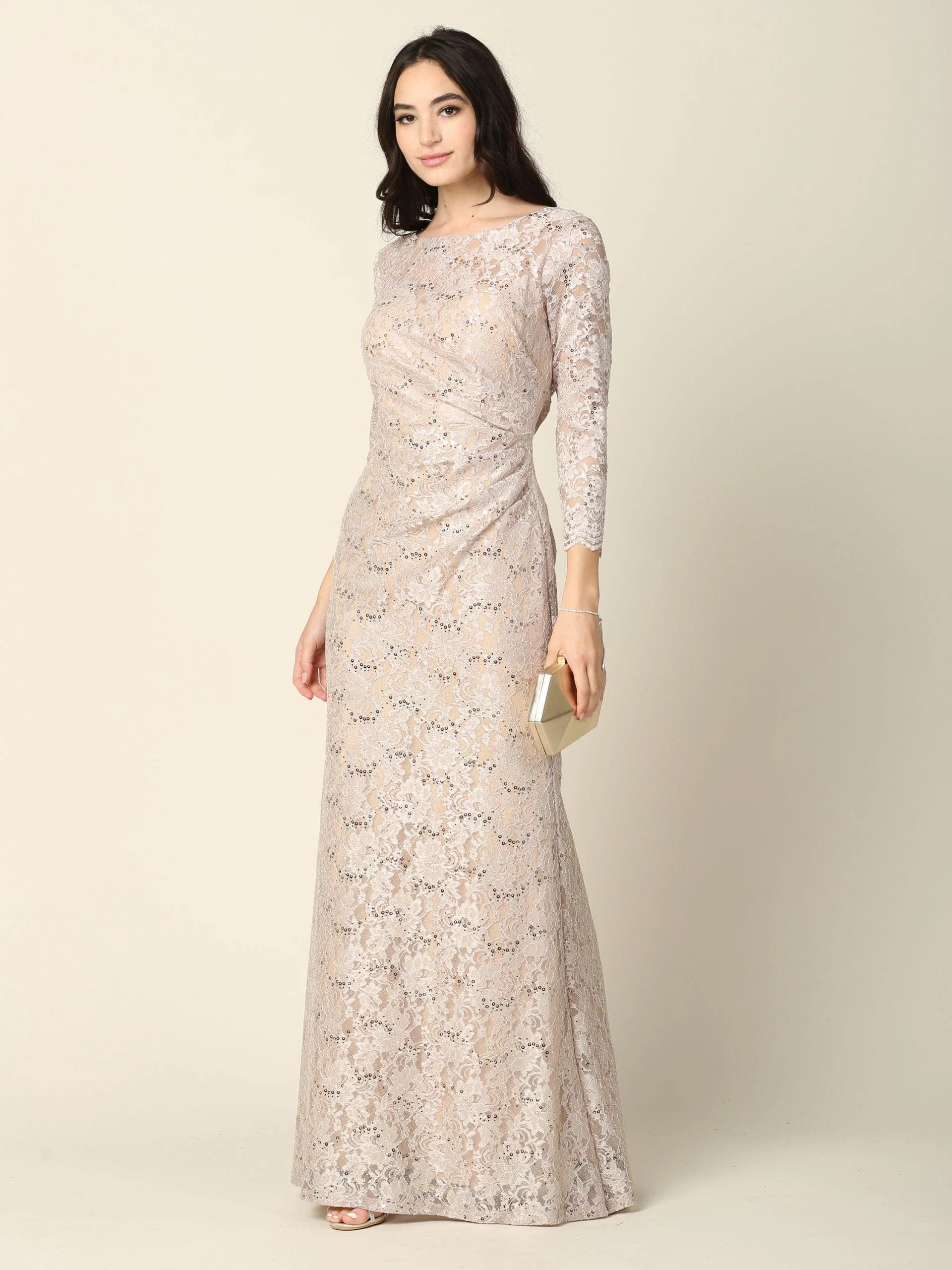 Long Mother of the Bride Lace Formal Dress